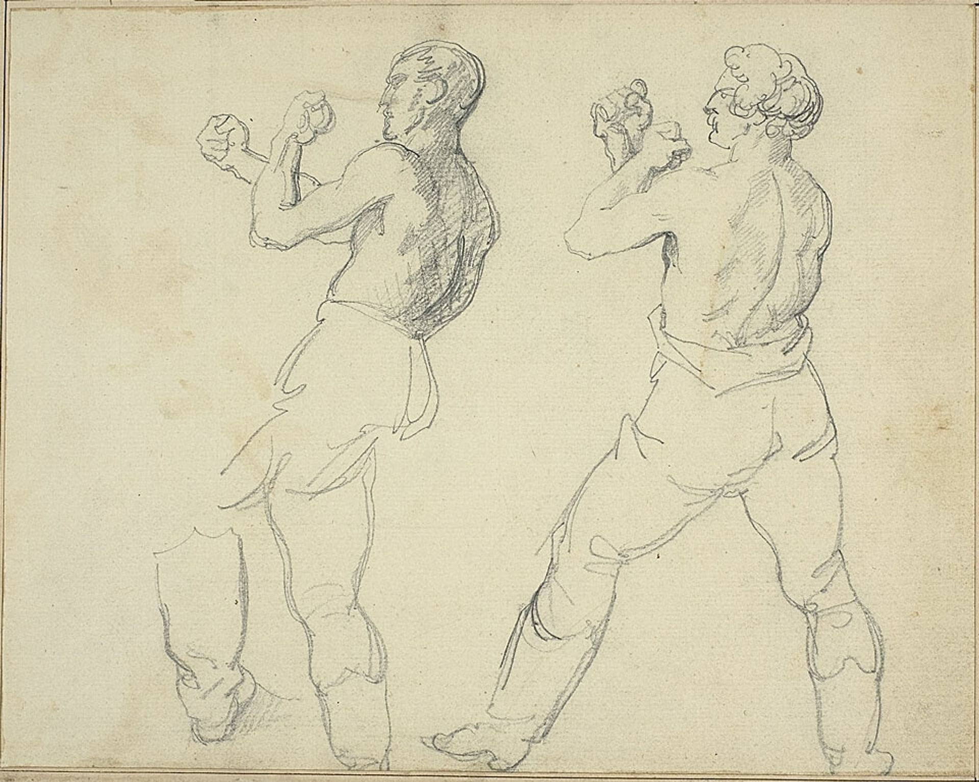 Two Boxers Facing Left by Théodore Géricault