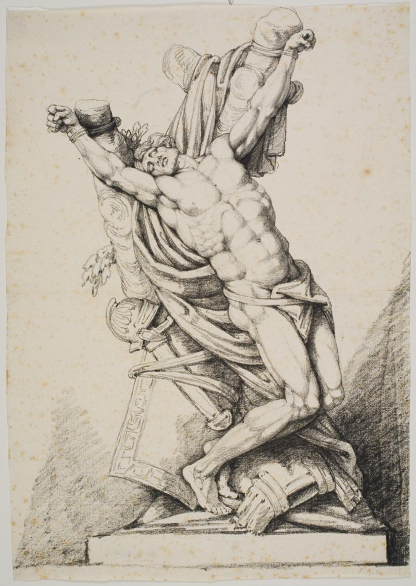 Nøgen kriger bundet til et træ (Spartacus?) by Johan Christoph Petzold