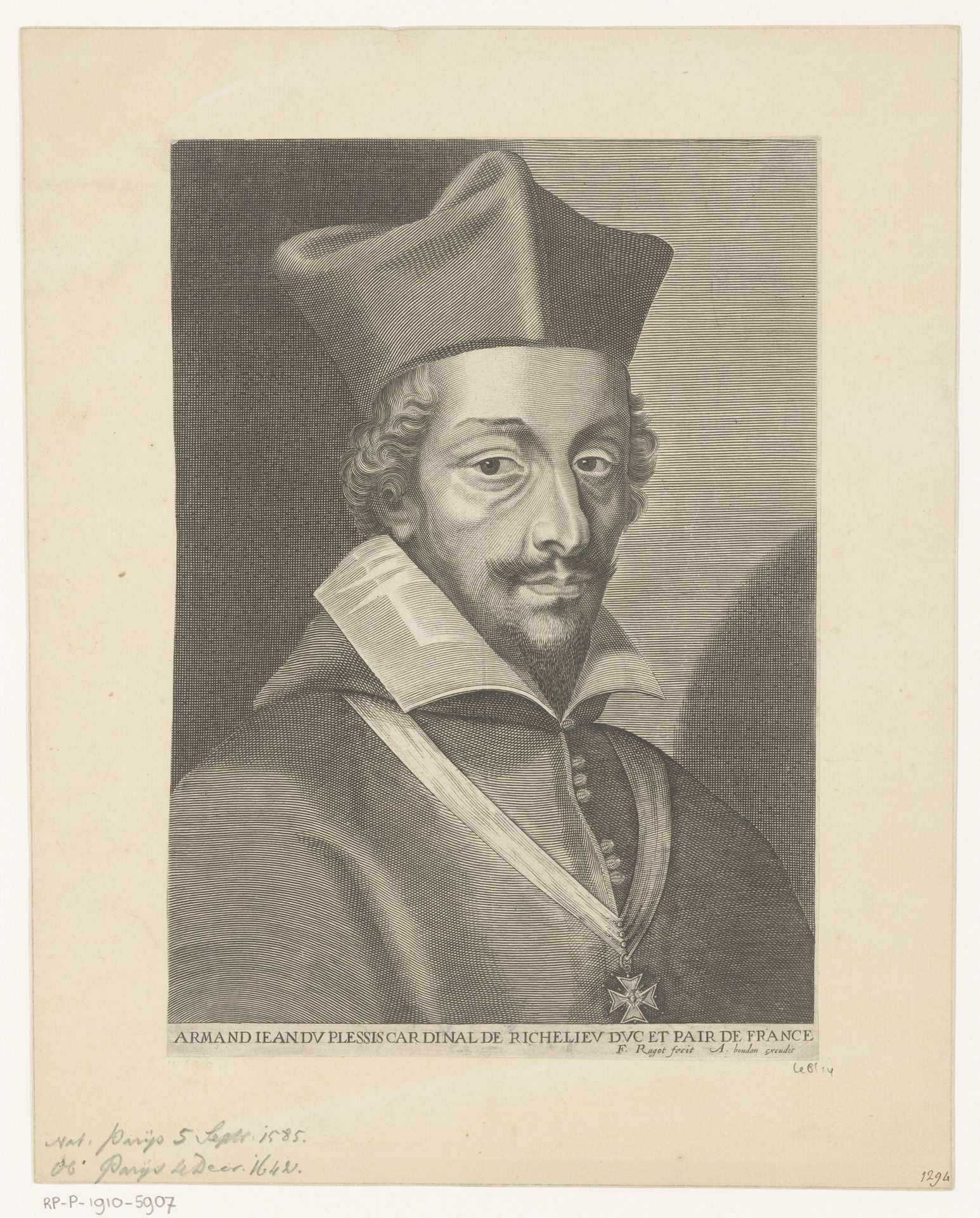 Portret van Armand Jean du Plessis by François Ragot