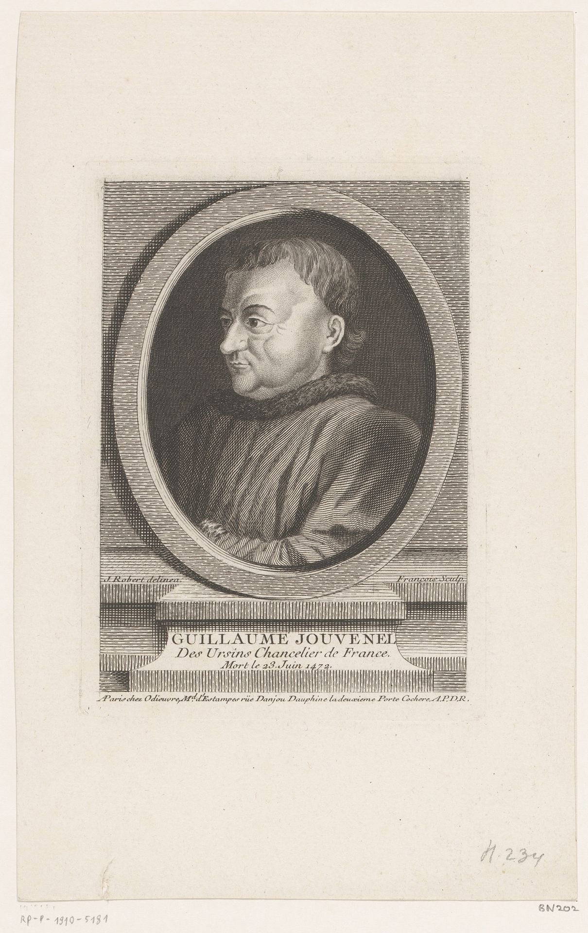 Portret van Guillaume Jouvenel des Ursins by Jean-Charles François