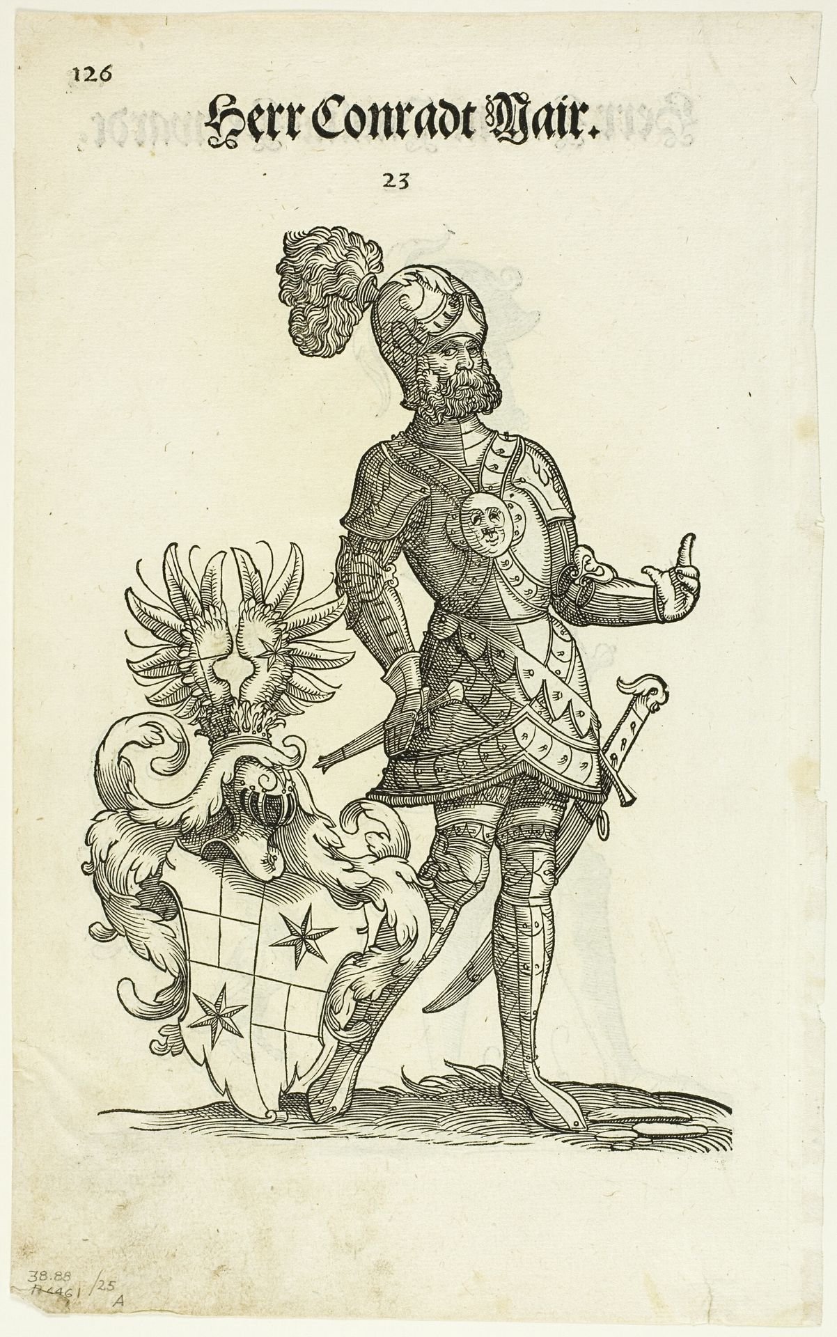 Herr Conradt Mair (recto) and Herr Hanns Paulus Herwardt (verso) from Augsburger Geschlechter Buch, plate 25 from Woodcuts from Books of the XVI Century by Christoph Weiditz