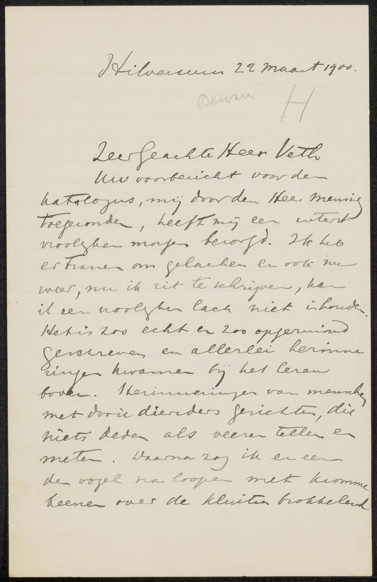 Brief aan Jan Veth by Theo van Hoytema