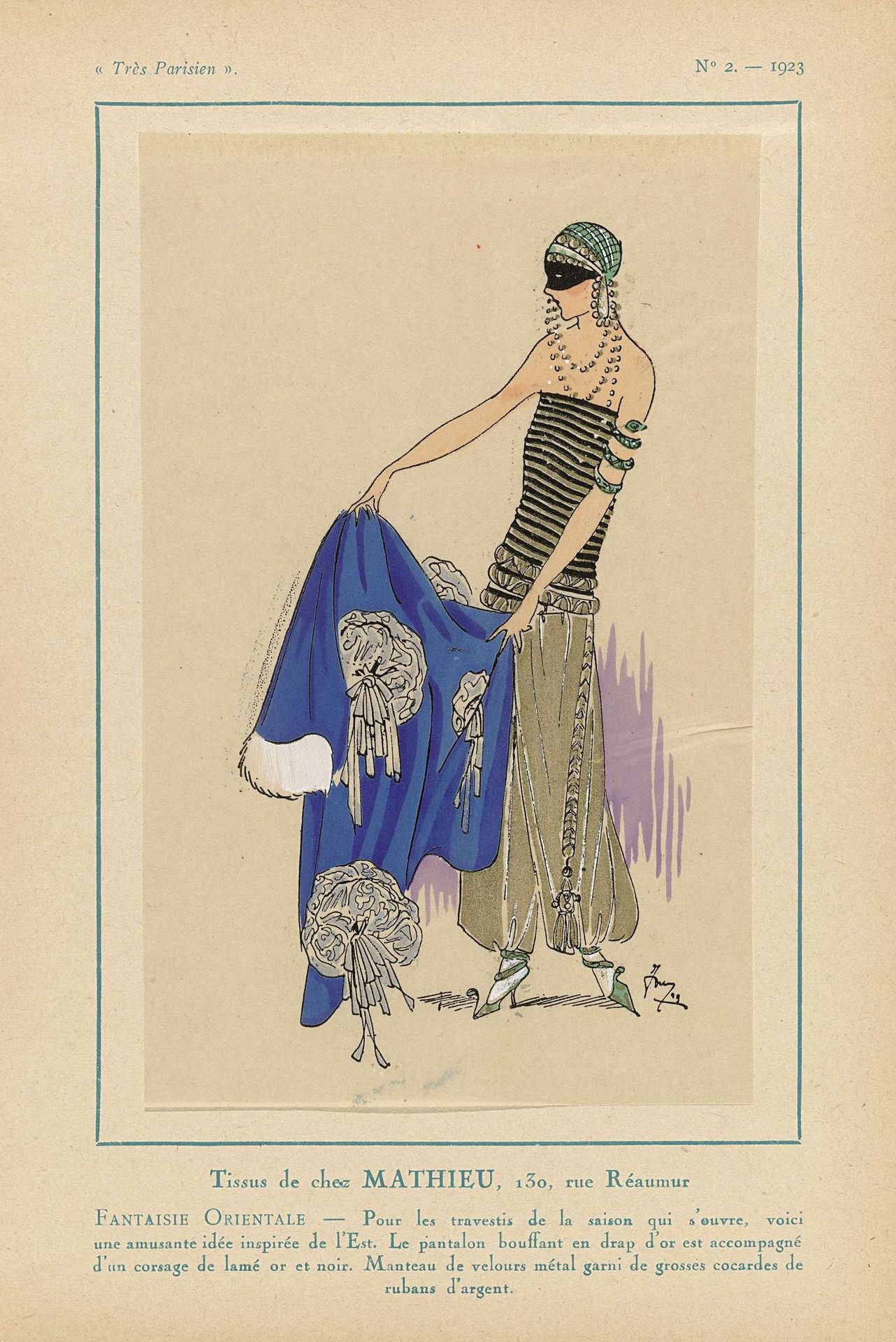 Très Parisien, 1923, No. 2: Tissus de chez MATHIEU...Fantaisie Orientale by G-P. Joumard