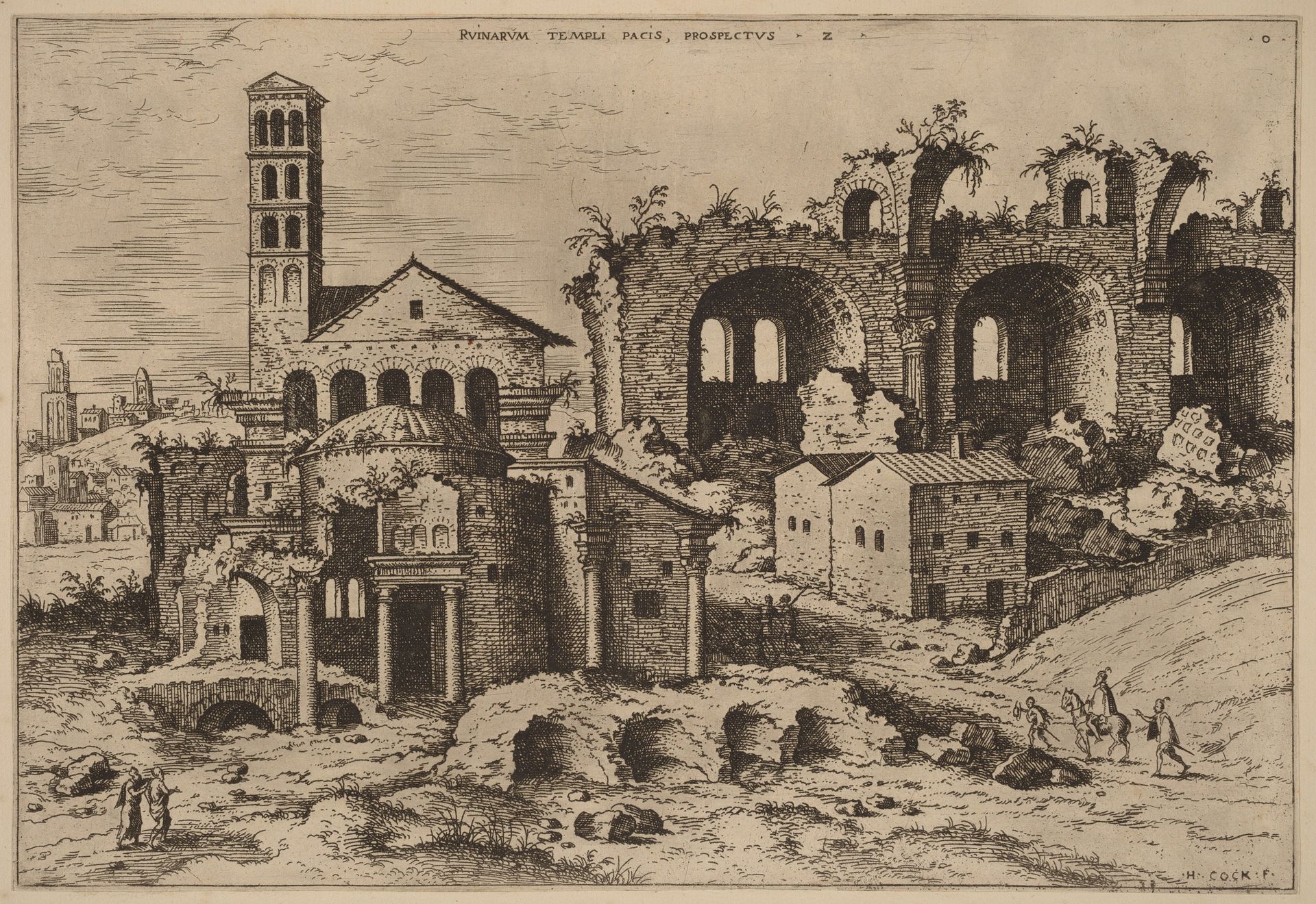 The Temple of Augustus and Faustina, the Temple of Divus Romulus, and the Basilica of Constantine by Hieronymus Cock