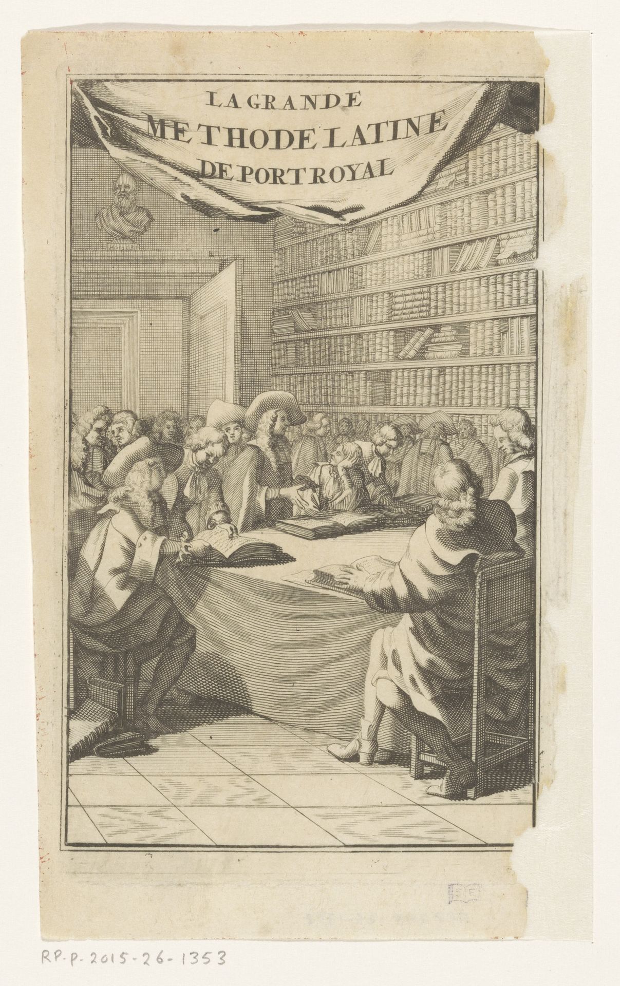 Mannen in een bibliotheek by Anonymous