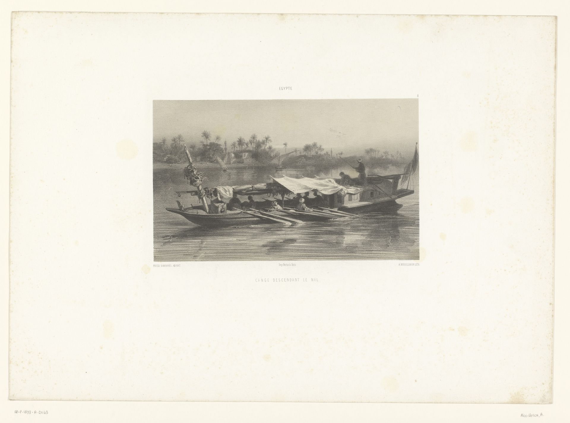 Schip op de Nijl by Adolphe Mouilleron