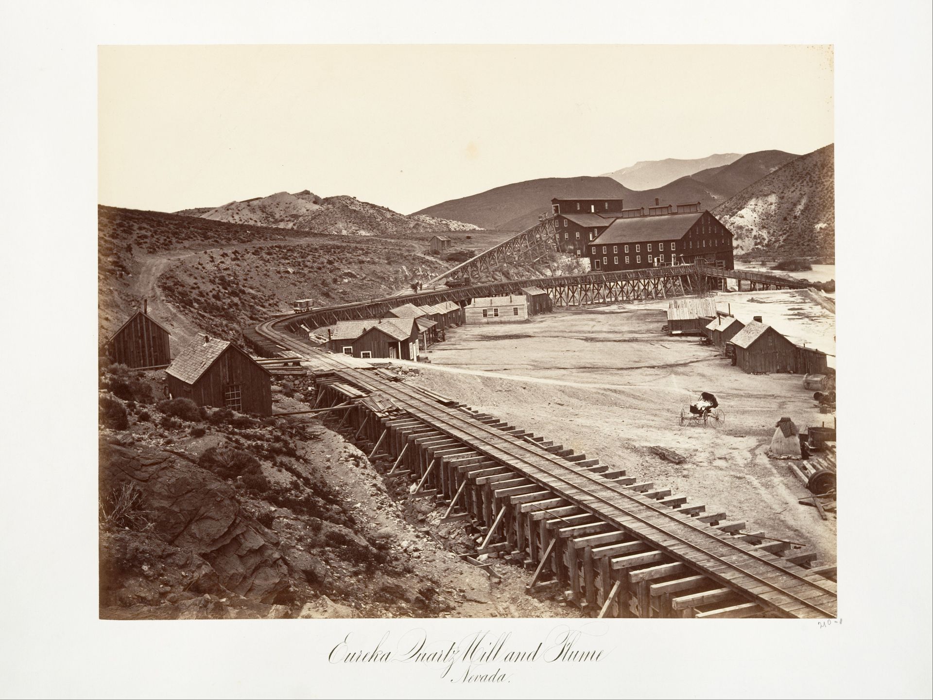 Eureka Quartz Mill and Flume, Nevada by Carleton E. Watkins