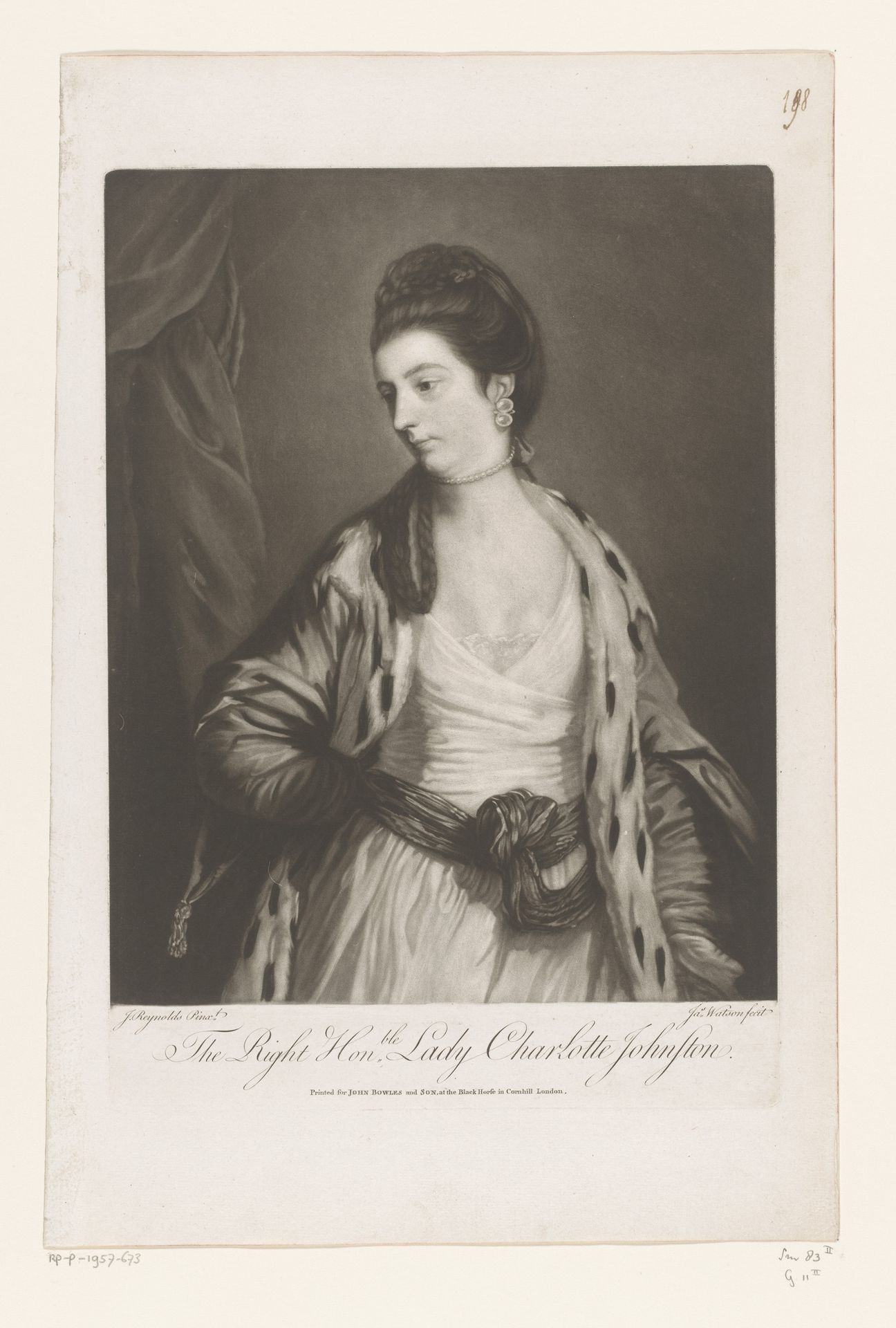 Portret van Charlotte Johnstone by James Watson