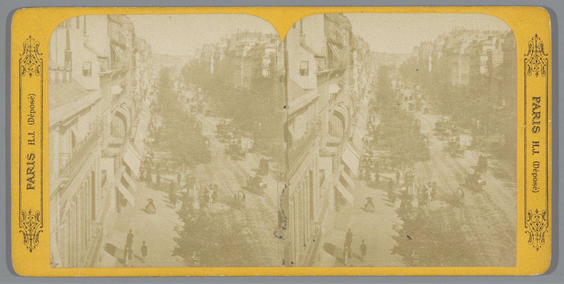Gezicht op de Boulevard Montmartre in Parijs by Hippolyte Jouvin