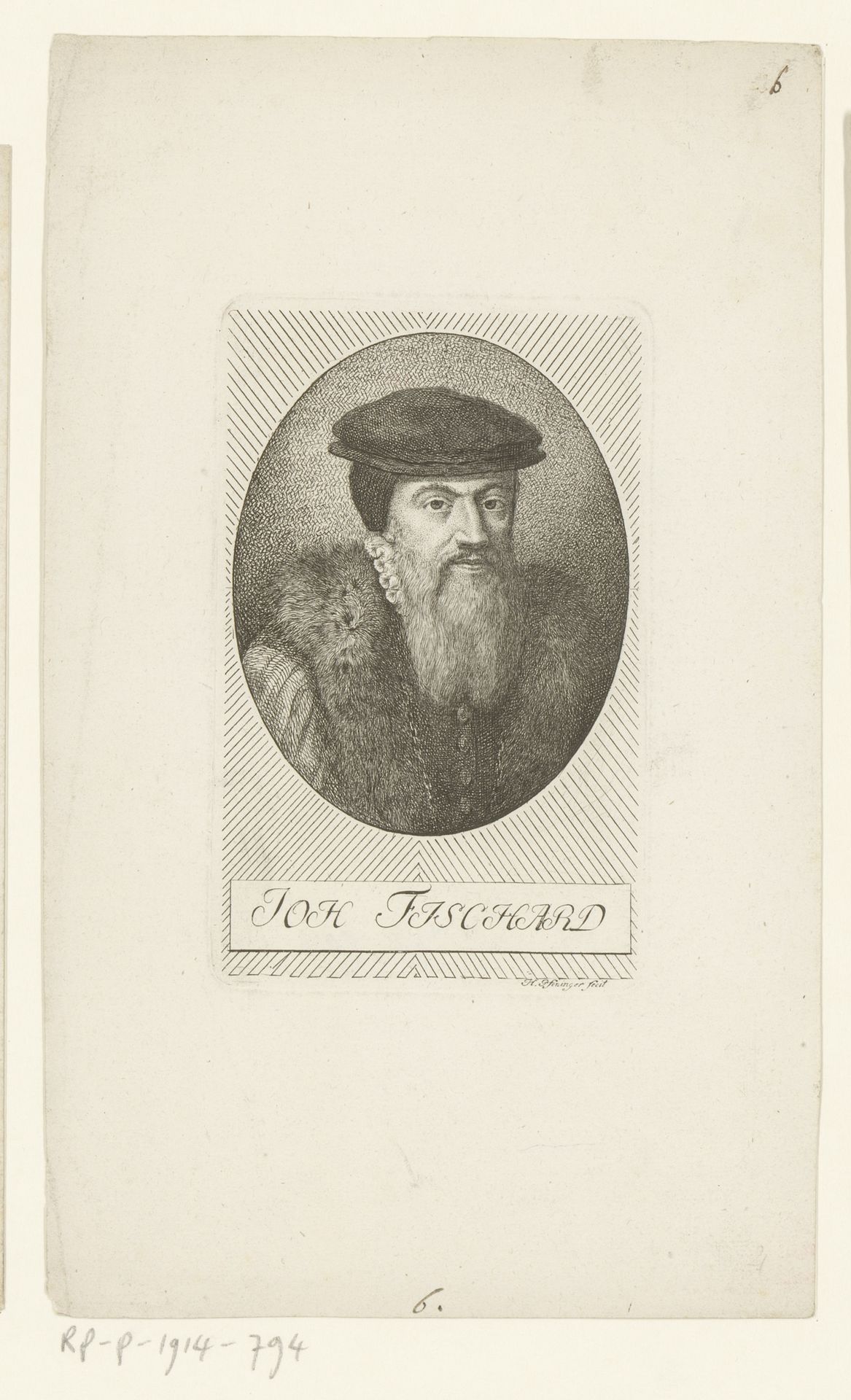 Portret van Johann Fichard by Heinrich Pfenninger