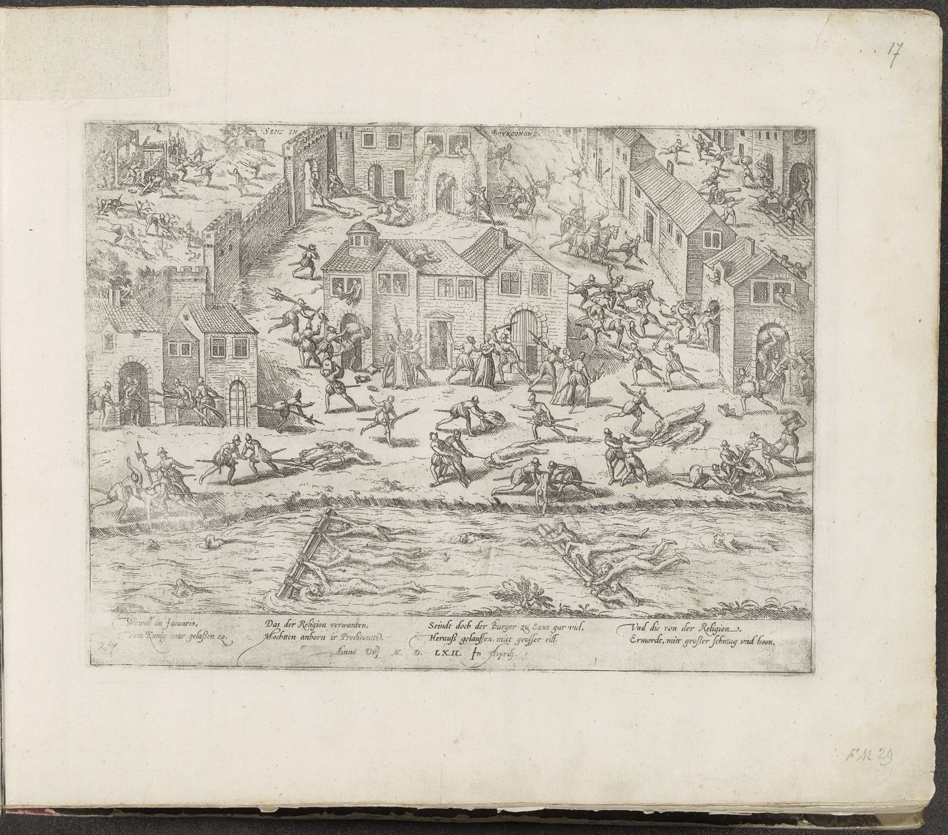 Moord op de protestanten te Sens, 1562 by Frans Hogenberg