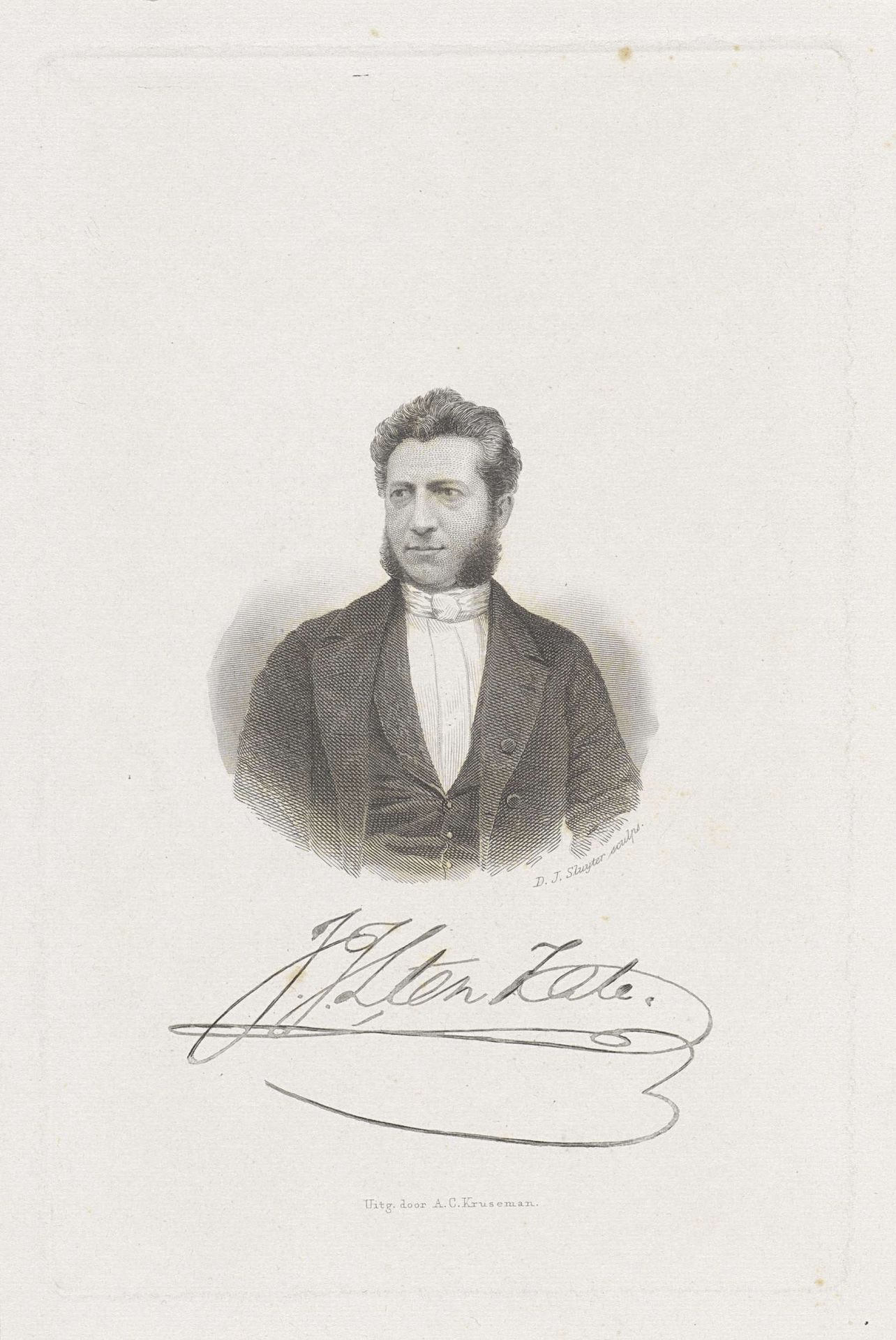 Portret van de dichter en predikant Jan Jacob Lodewijk ten Kate by Dirk Jurriaan Sluyter