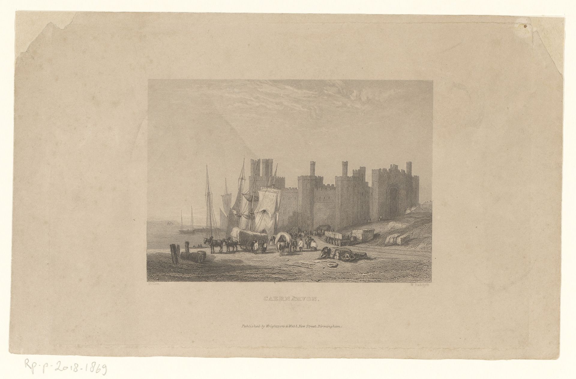 Gezicht op Caernarfon Castle by William (I) Radclyffe
