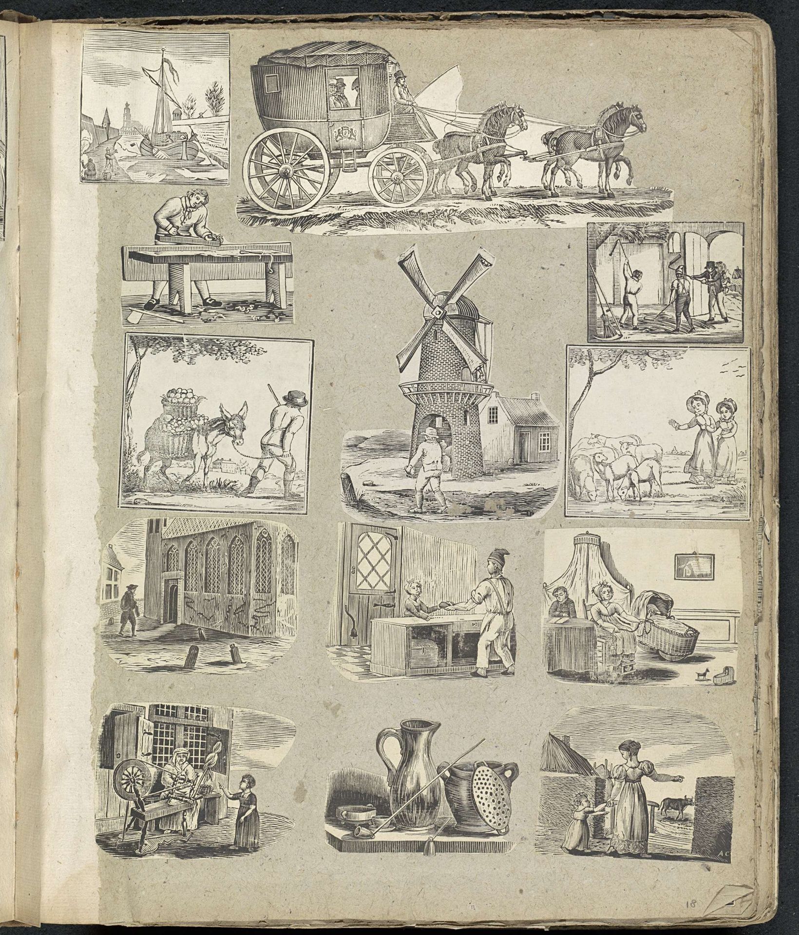 Albumblad met diverse voorstellingen by Alexander Cranendoncq
