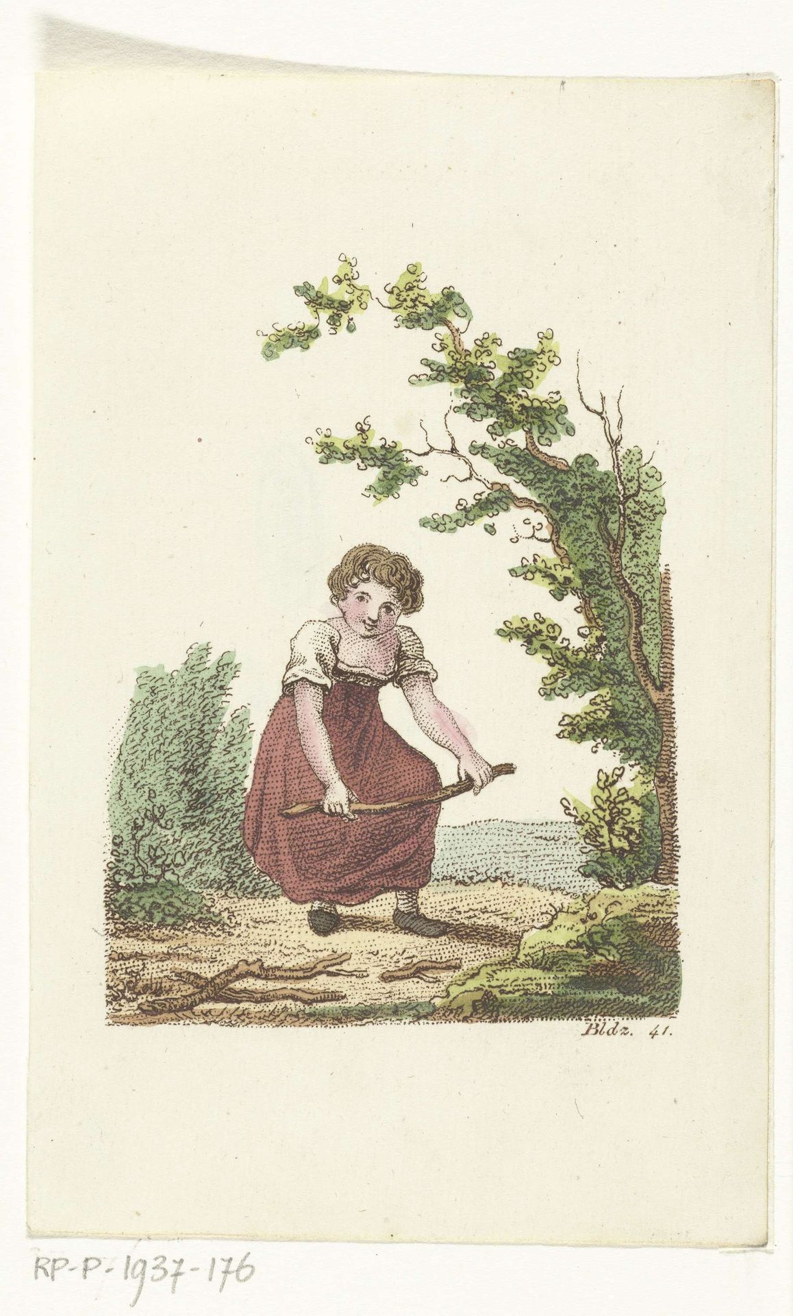 Maria sprokkelt hout by Johannes Alexander Rudolf Best