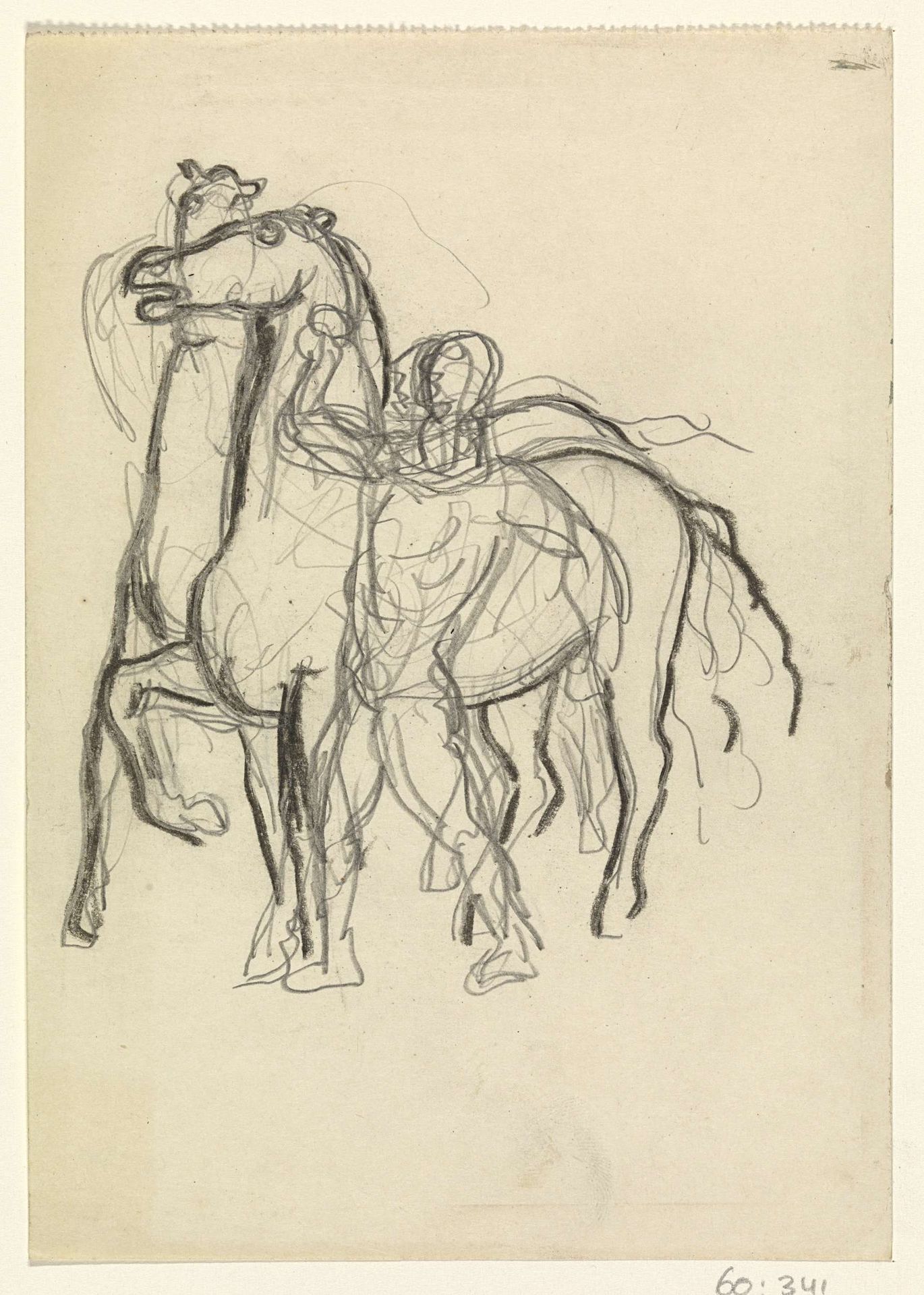 Man houdt twee paarden in toom by Leo Gestel