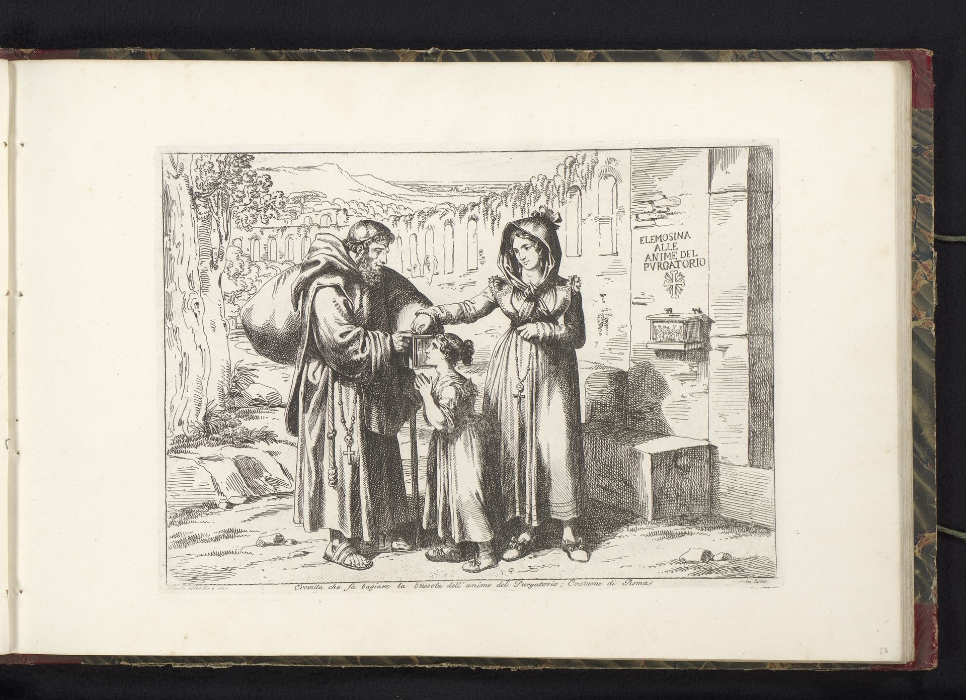 Vrouw geeft aalmoes voor de zielen in het vagevuur by Bartolomeo Pinelli