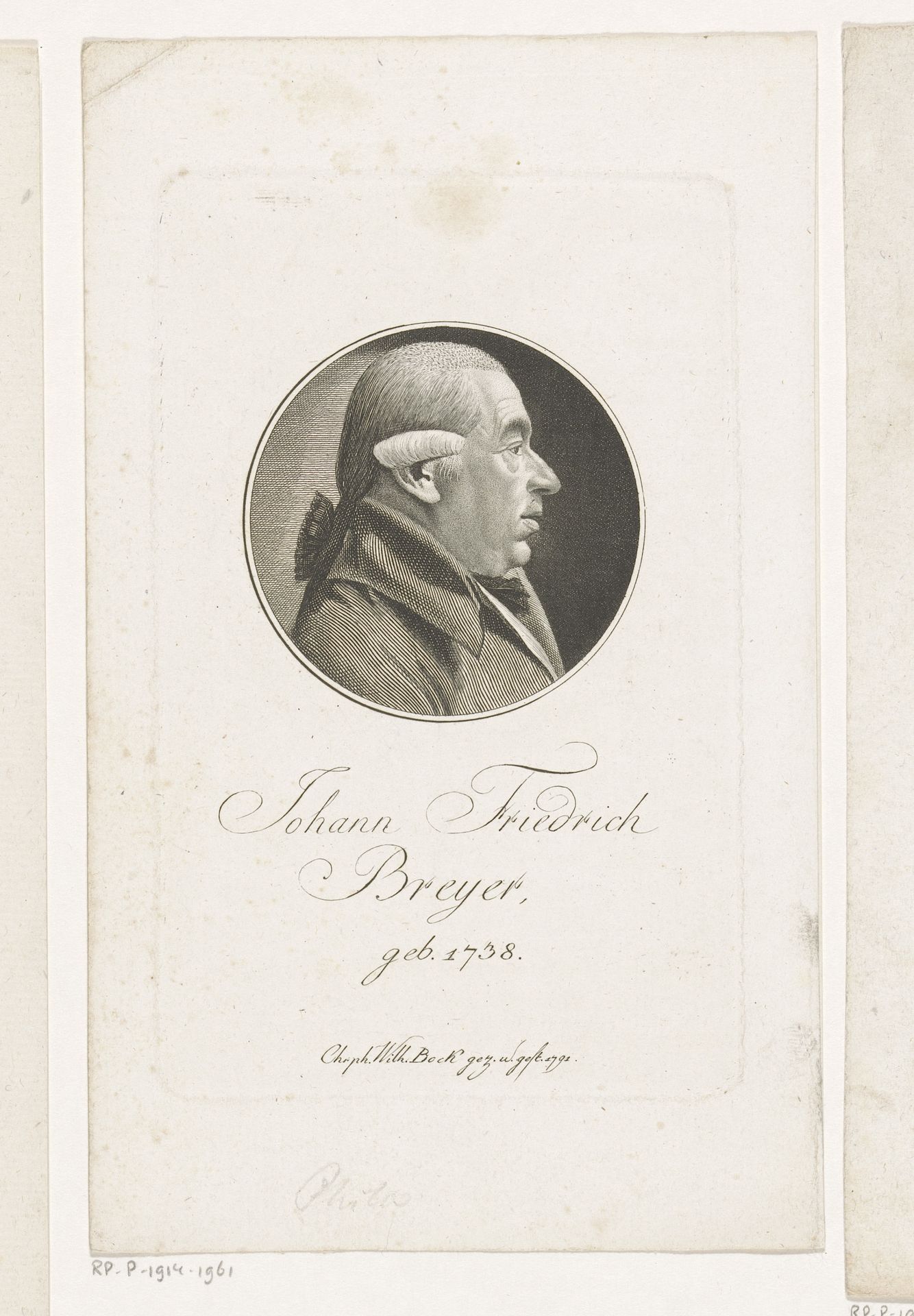 Portret van Johann Friedrich Breyer by Christoph-Wilhelm Bock