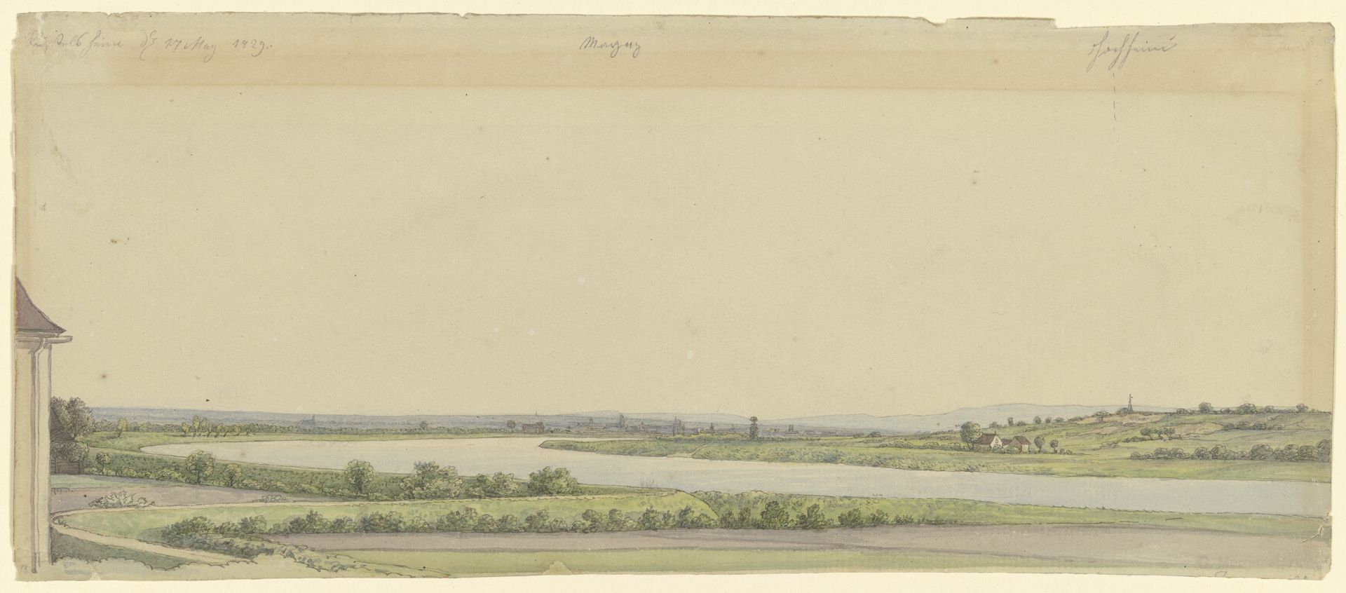 View from Rüsselsheim across the Main to Mainz and Hochheim by Carl Morgenstern