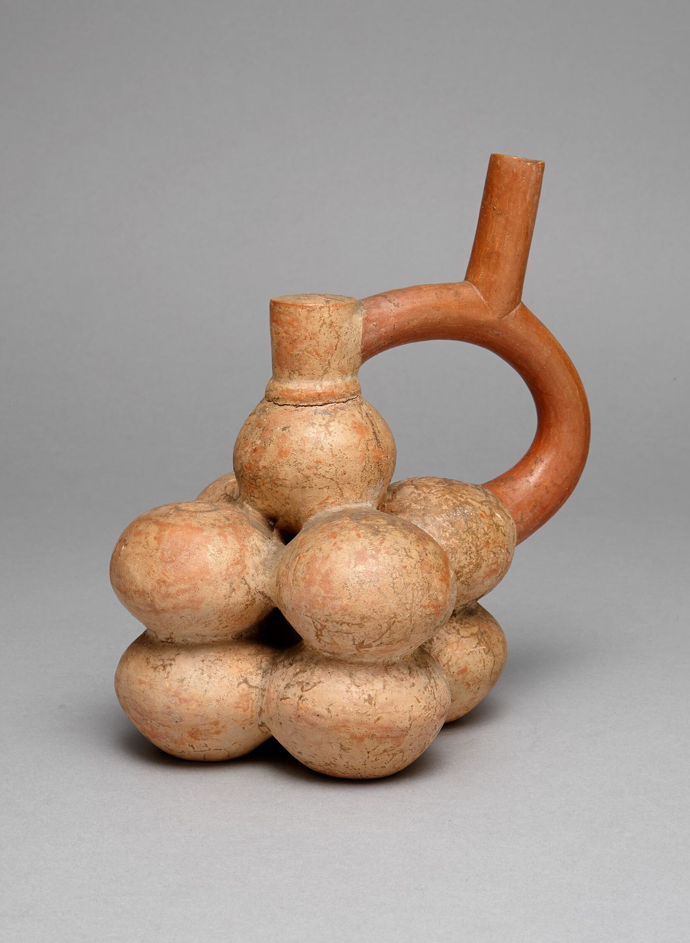 Spout Vessel in Form of a Stack of Globular Fruits by Moche