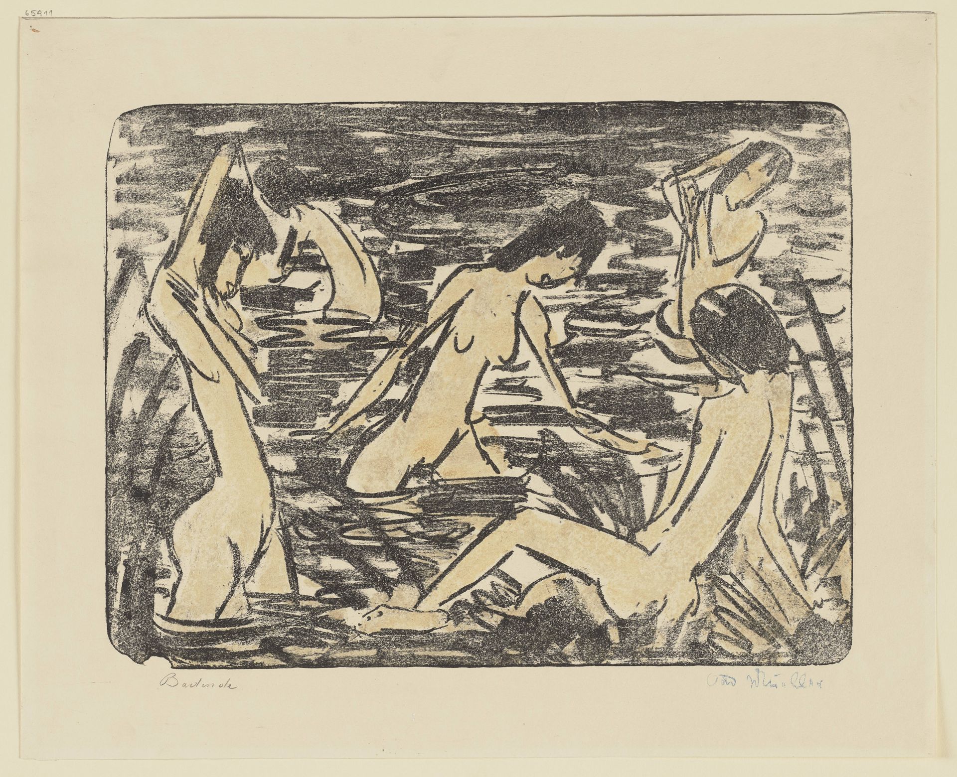 Sitzende und vier Badende I by Otto Mueller