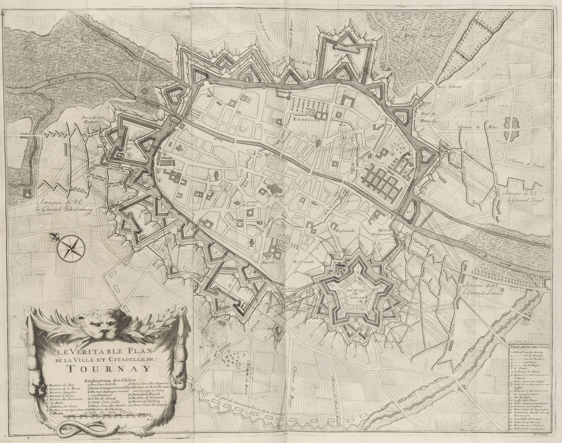 Plan van het beleg van Tournai, 1709 by Pieter van (II) Call
