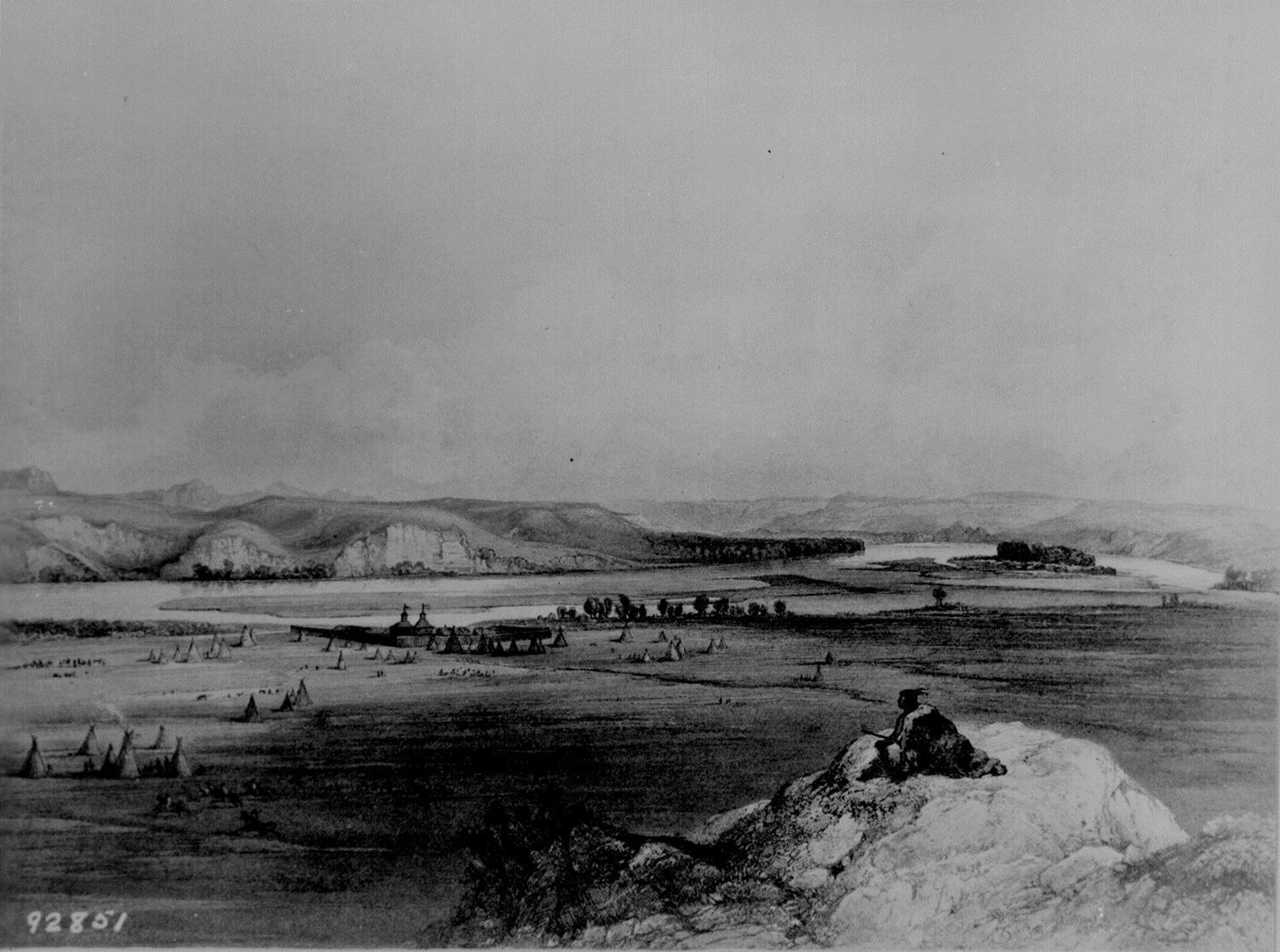 Fort Pierre and the Adjacent Prairie by Karl Bodmer