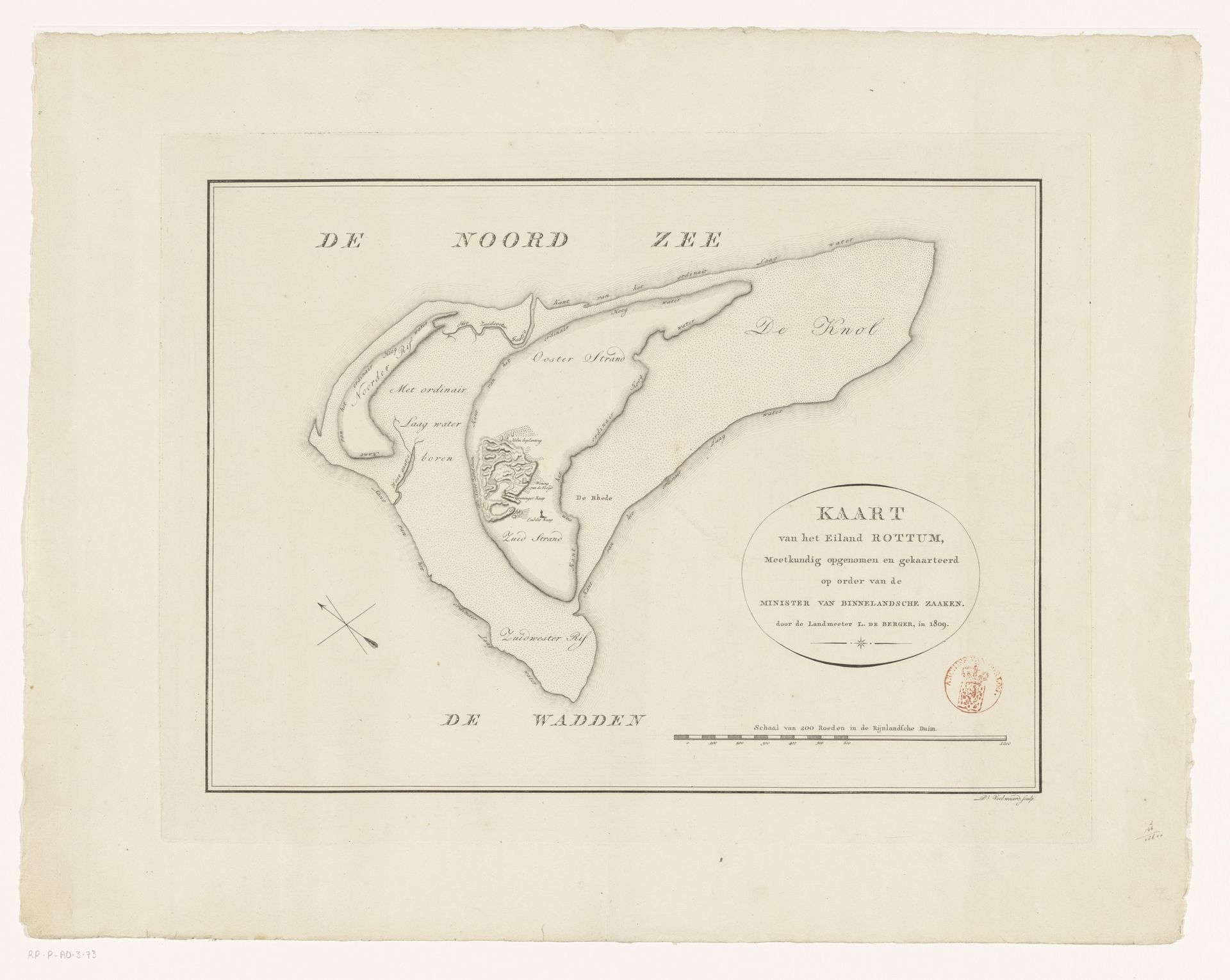 Kaart van het eiland Rottumeroog by Daniël (I) Veelwaard