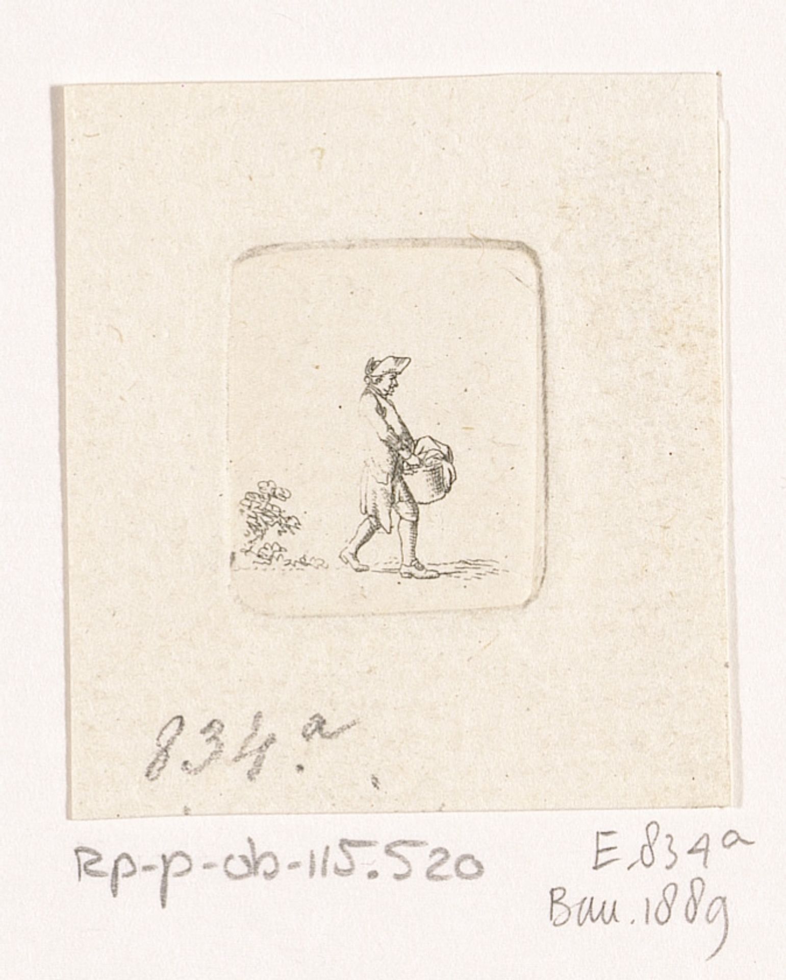 Vluchtende man met mand by Daniel Nikolaus Chodowiecki