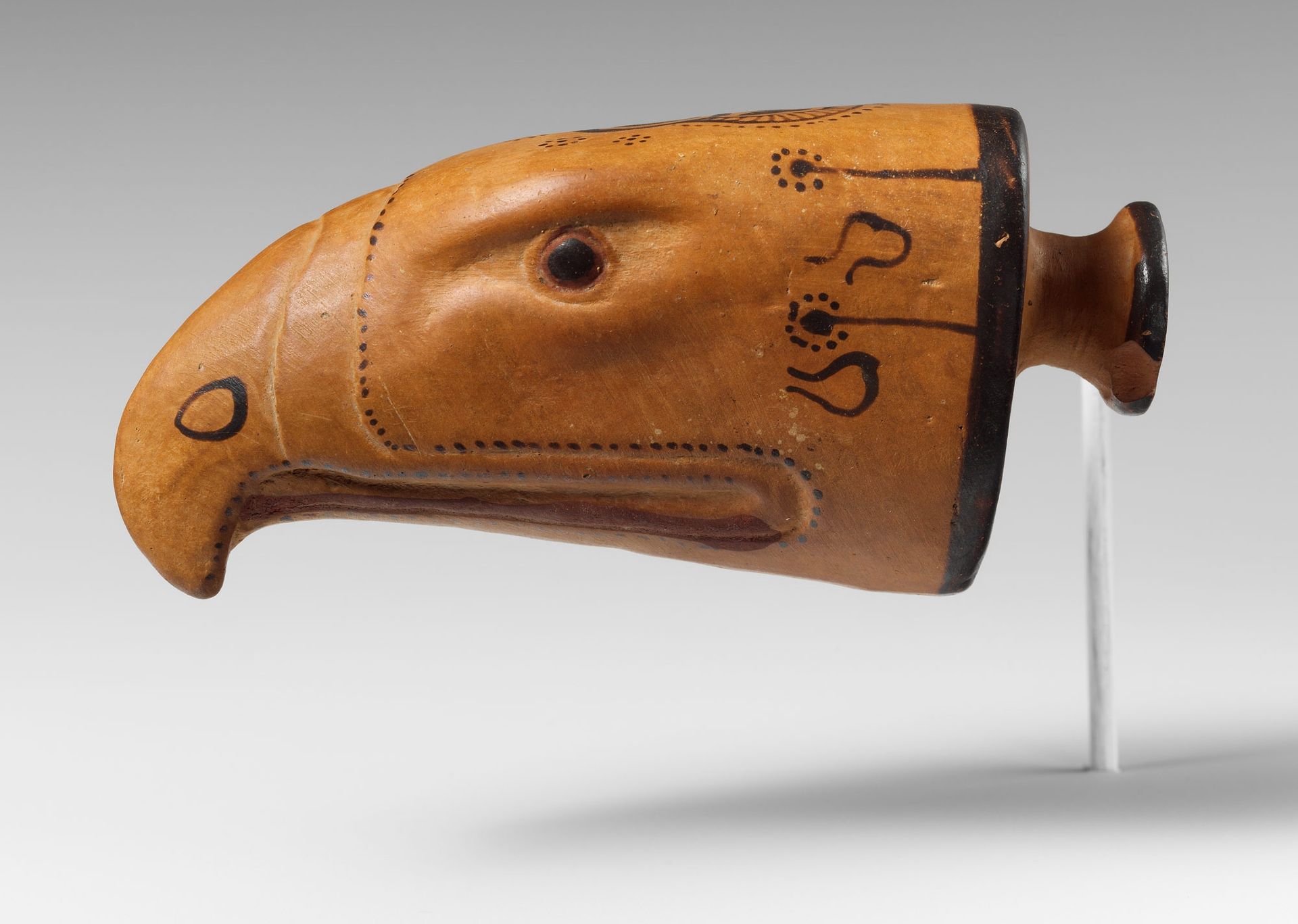 Terracotta Aryballos in the Form of An Eagle's Head by Ancient Greek Pottery