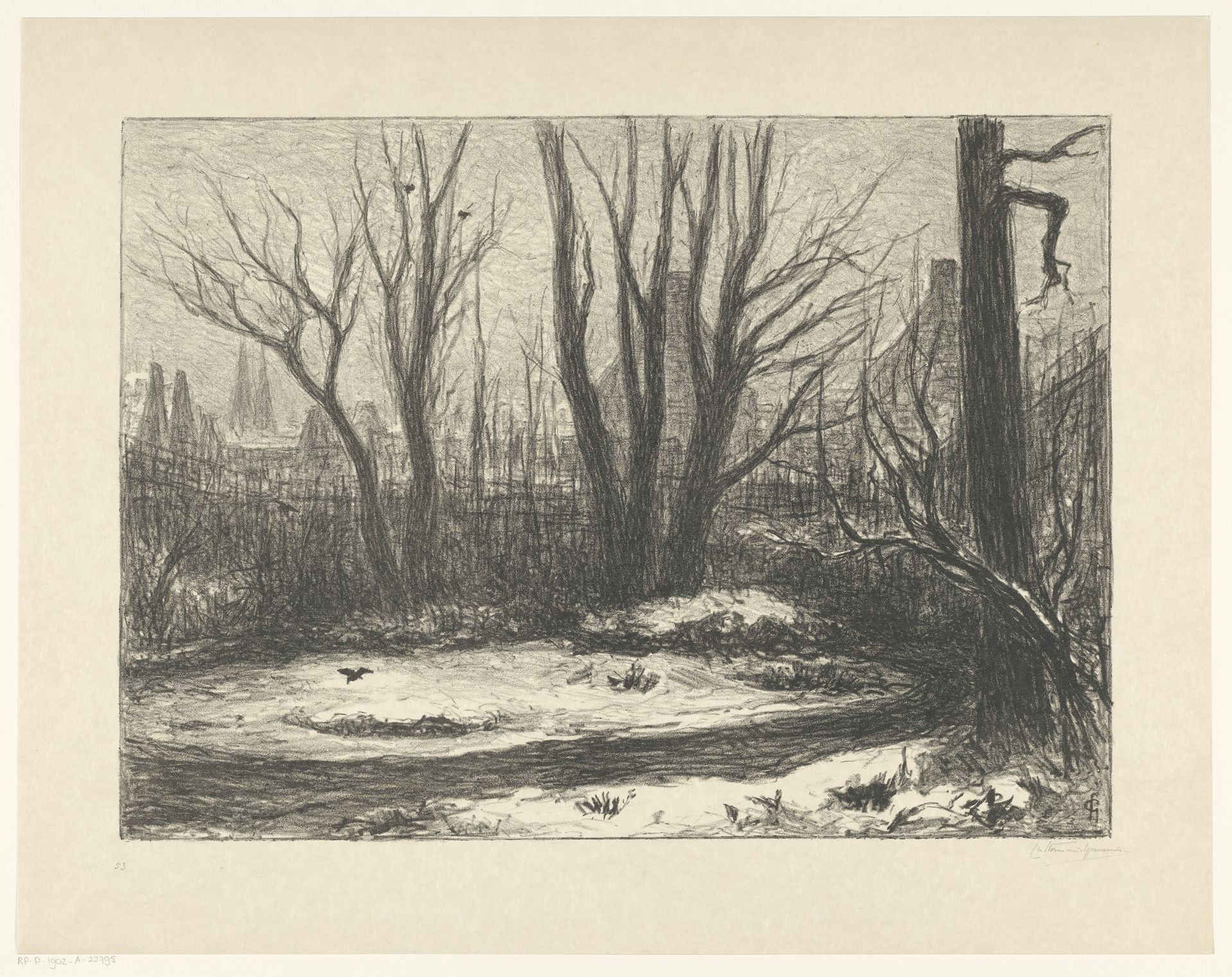 Besneeuwde tuin te Deventer by Carel Nicolaas Storm van 's-Gravesande