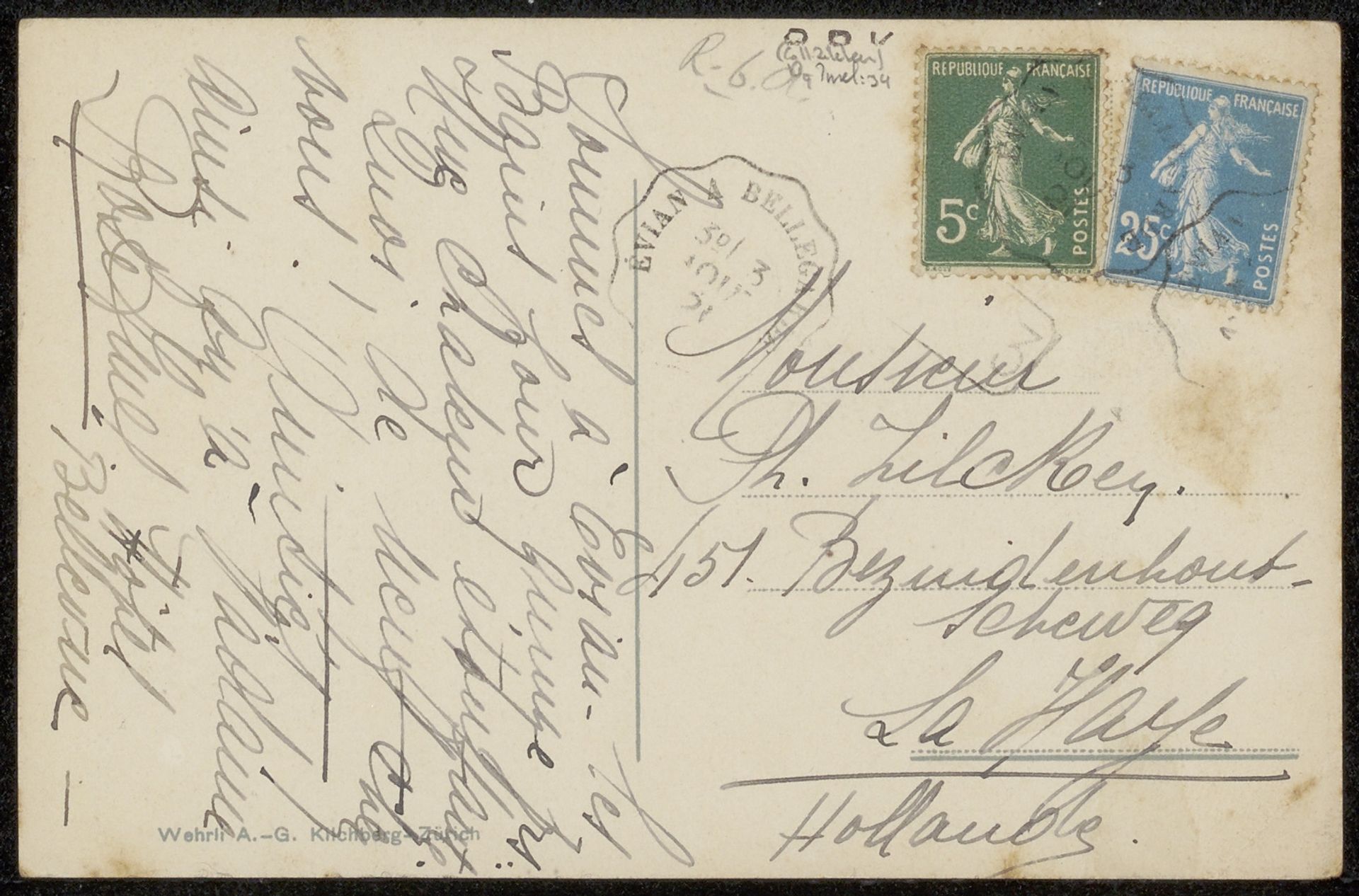 Prentbriefkaart aan Philip Zilcken by Rose Imel