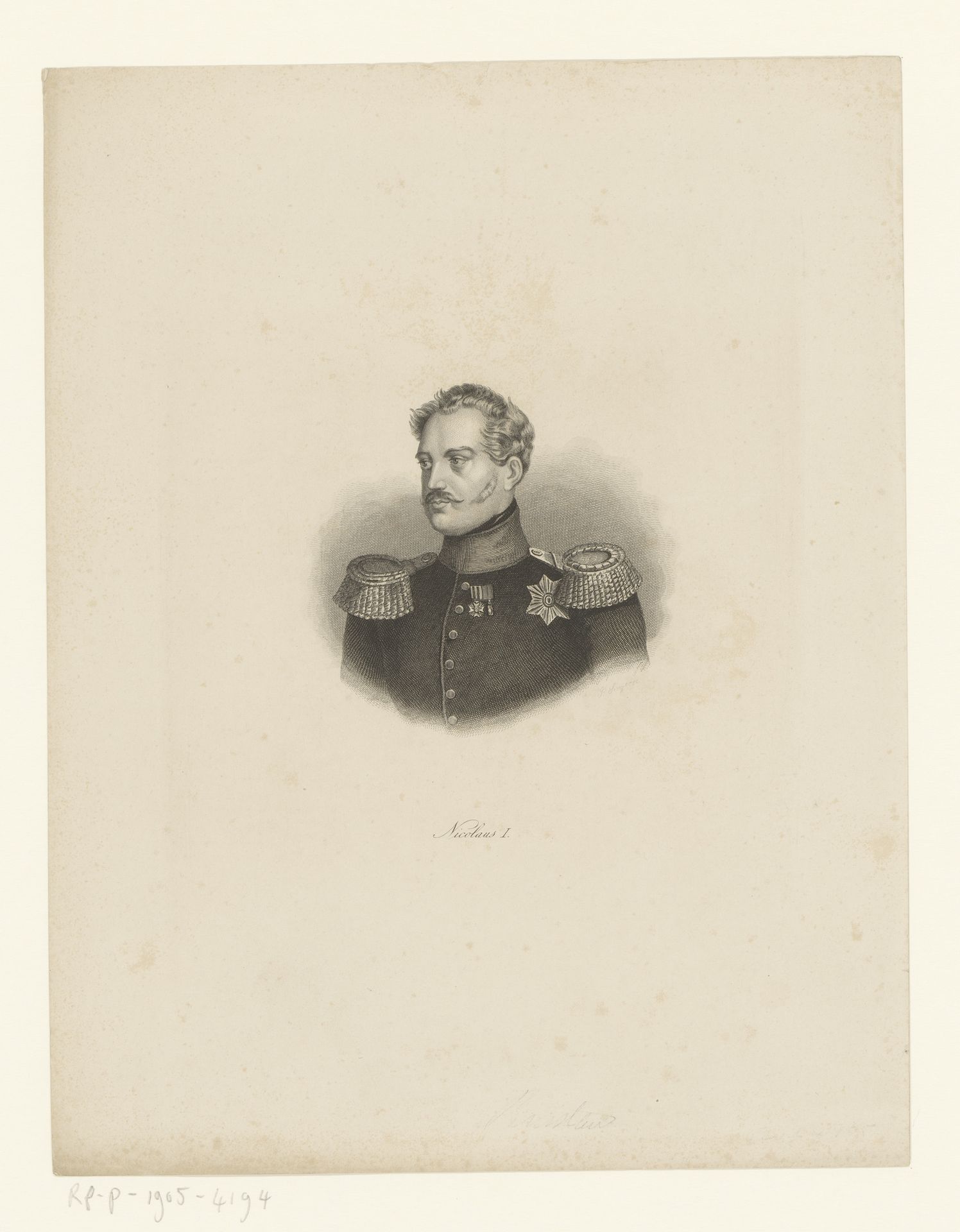 Portret van Nicolaas I by P. Singer