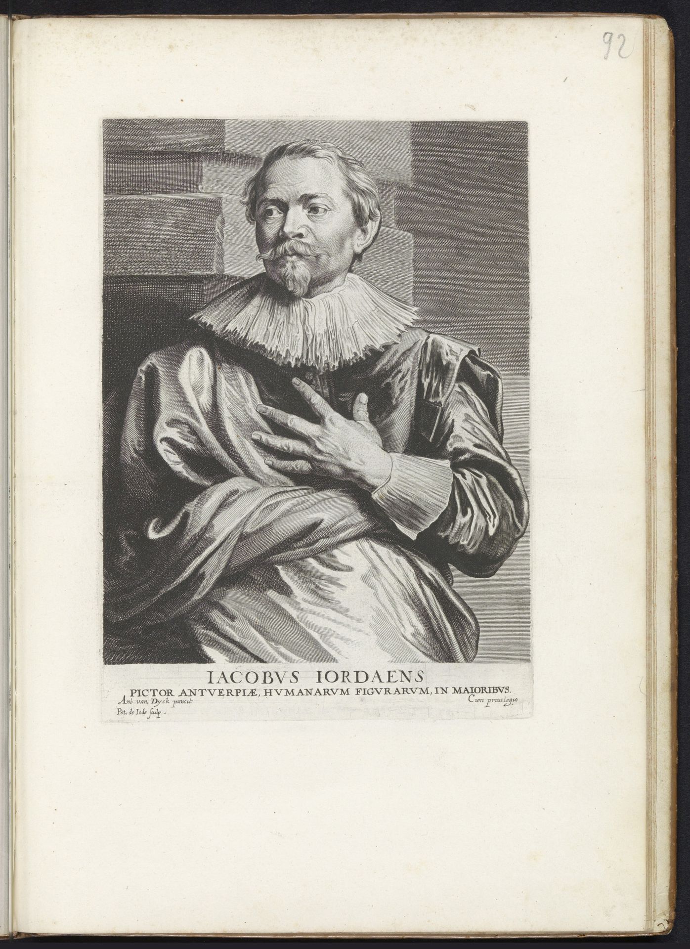 Portret van de kunstenaar Jacques Jordaens by Pieter de (II) Jode