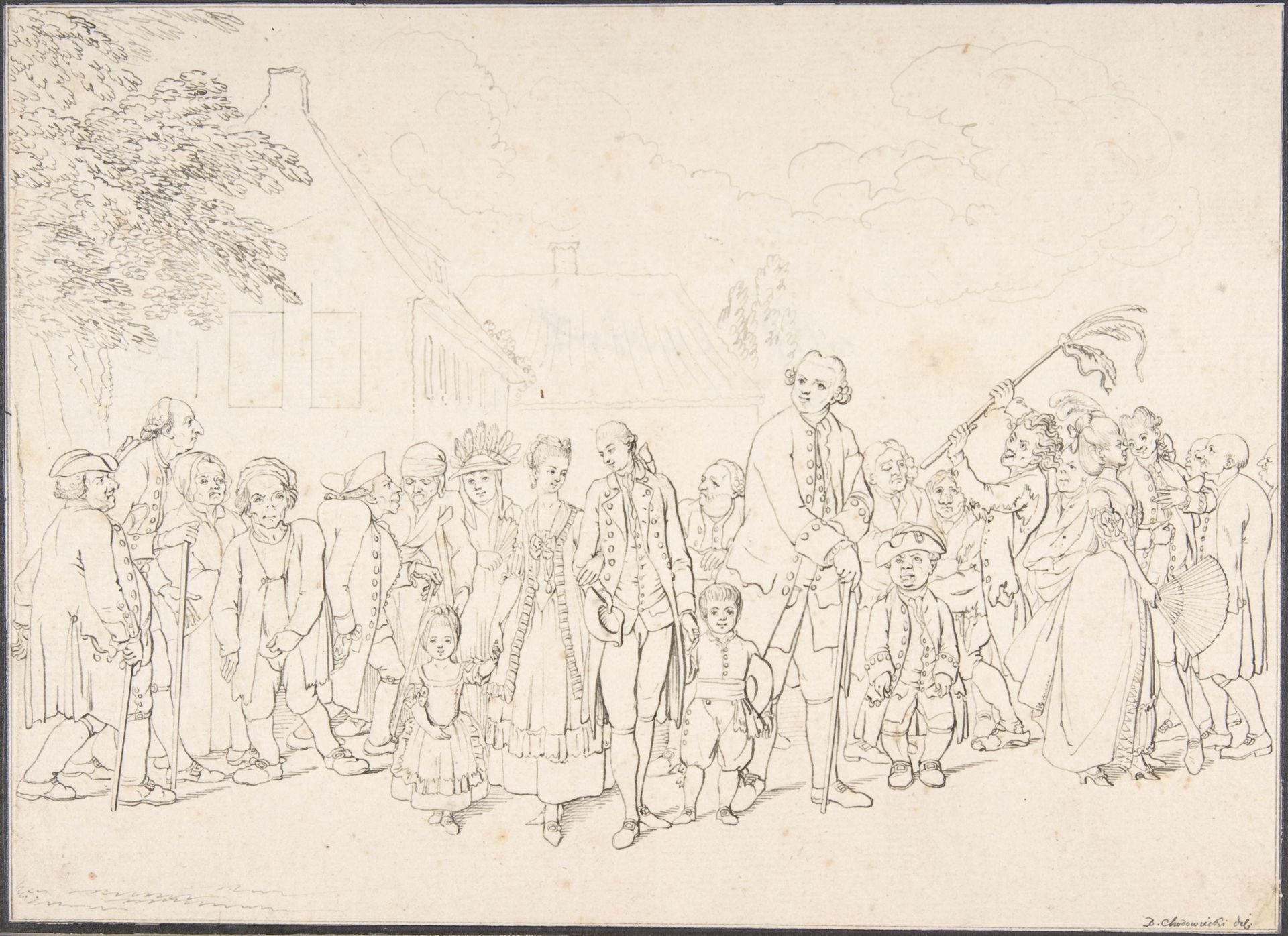 An Aristocratic Family Visiting Paupers by Daniel Nikolaus Chodowiecki