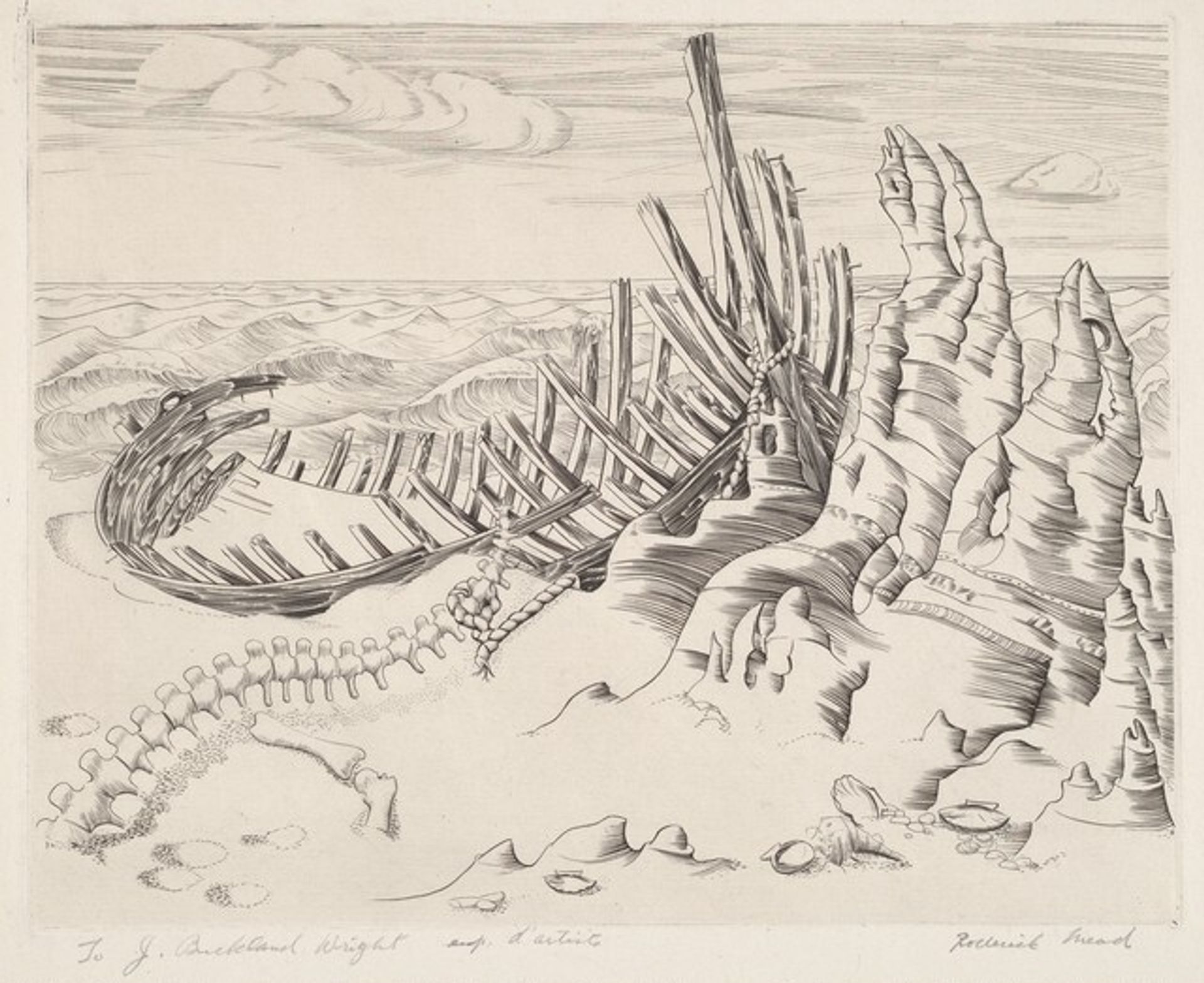Untitled (Wreck on Sea Shore) by Roderick Fletcher Mead