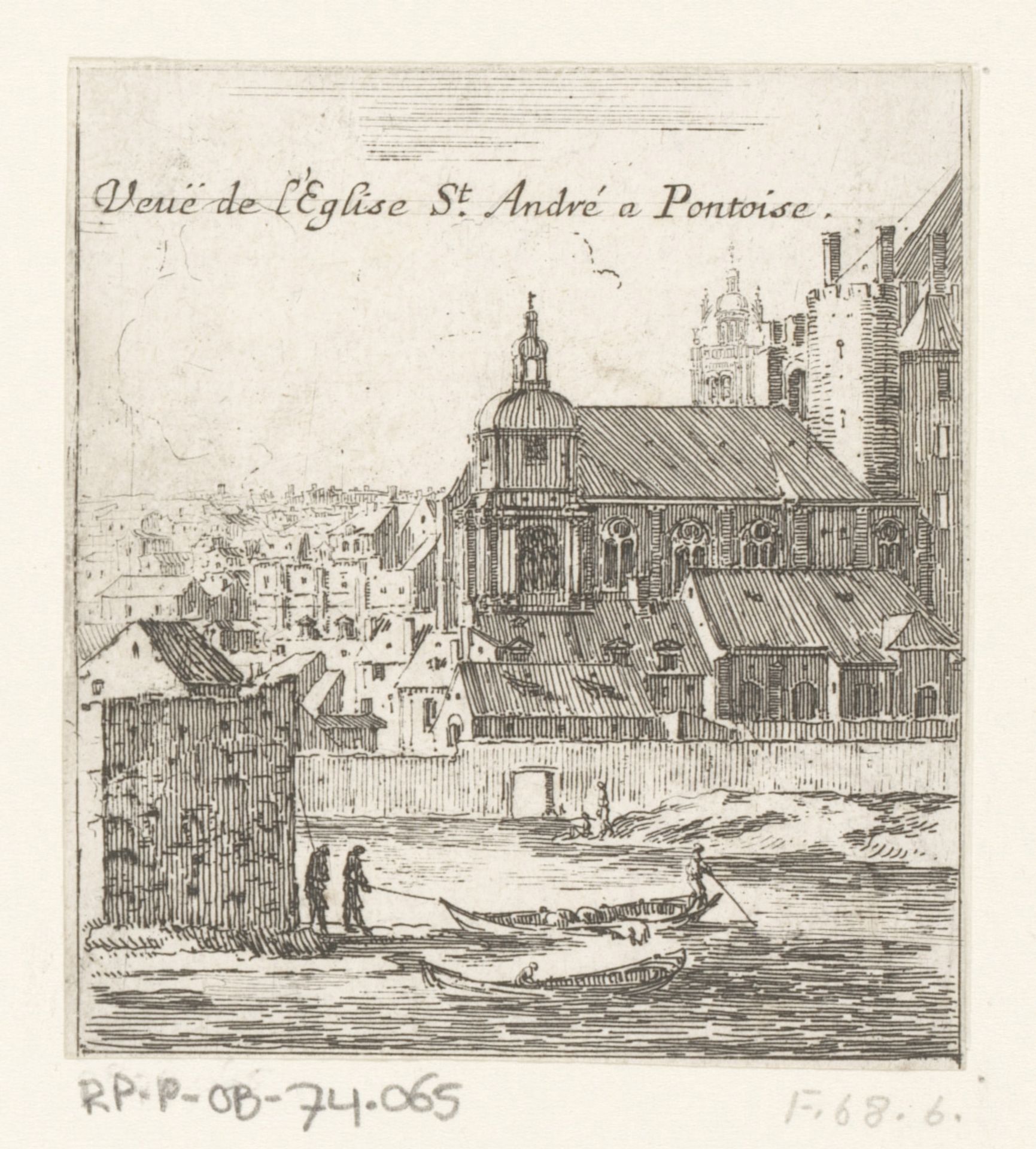 Gezicht op de kerk van Sint André in Pontoise by Israel Silvestre