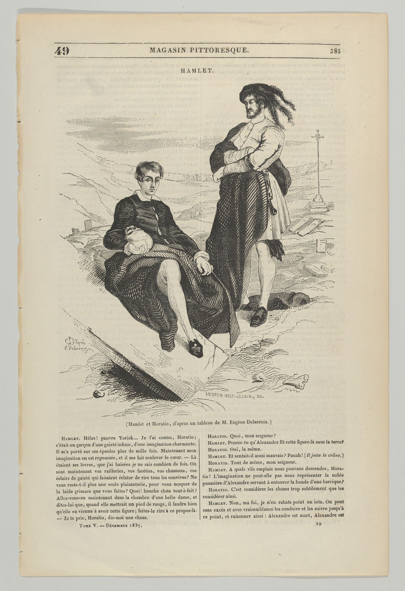 Hamlet and Horatio, from "Le Magasin Pittoresque" by Andrew Best Leloir