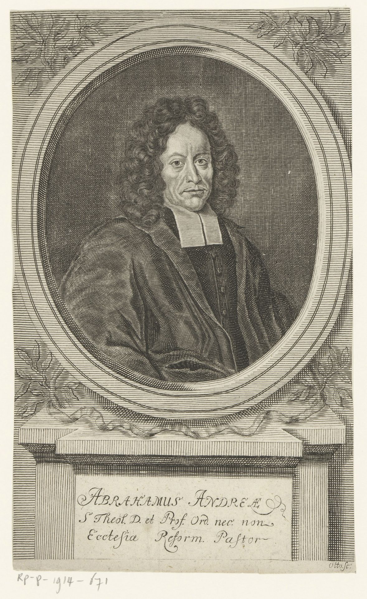 Portret van Abraham Andreae by Heinrich Jakob Otto