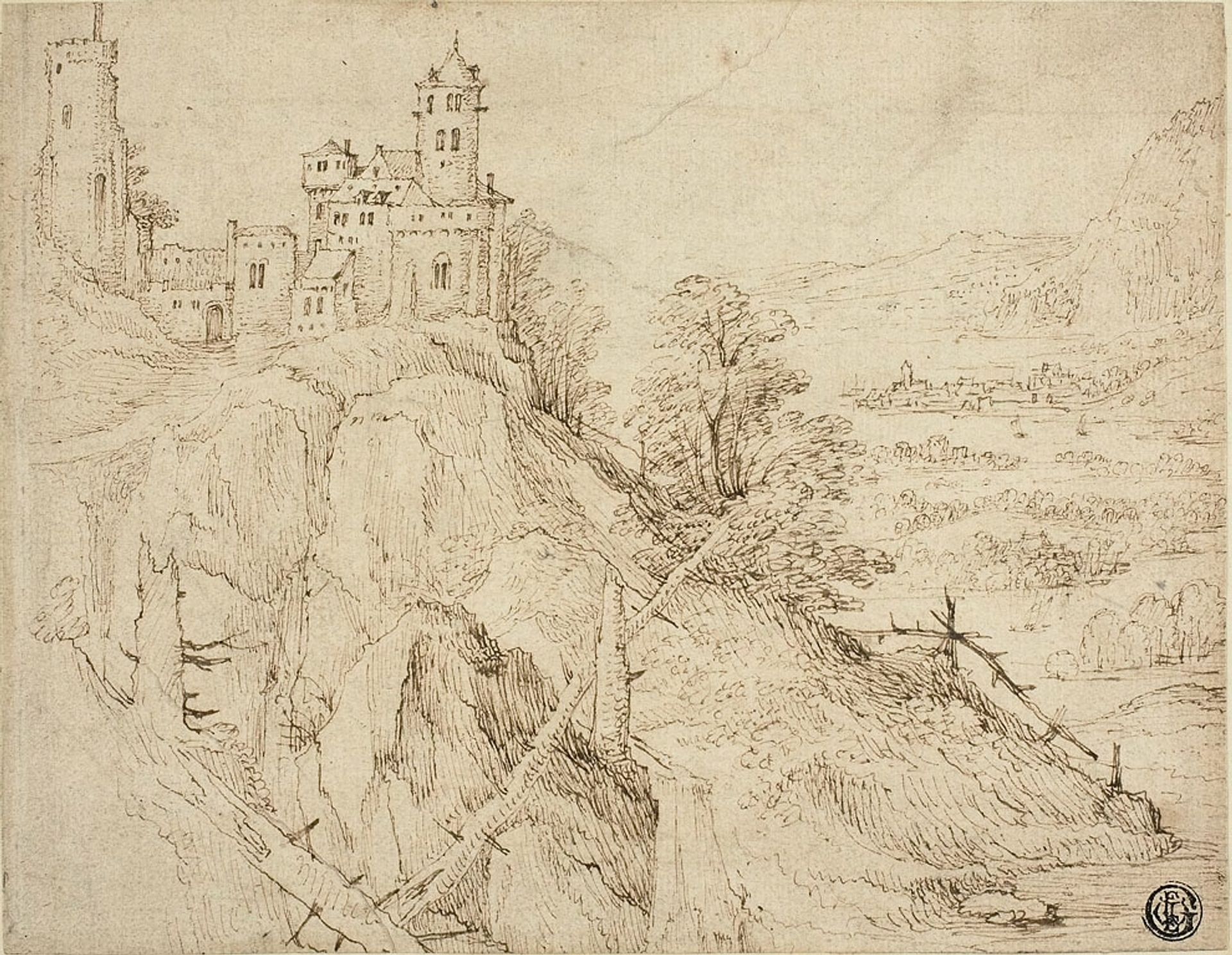 Landscape with Castle on the Hill by Anonymous
