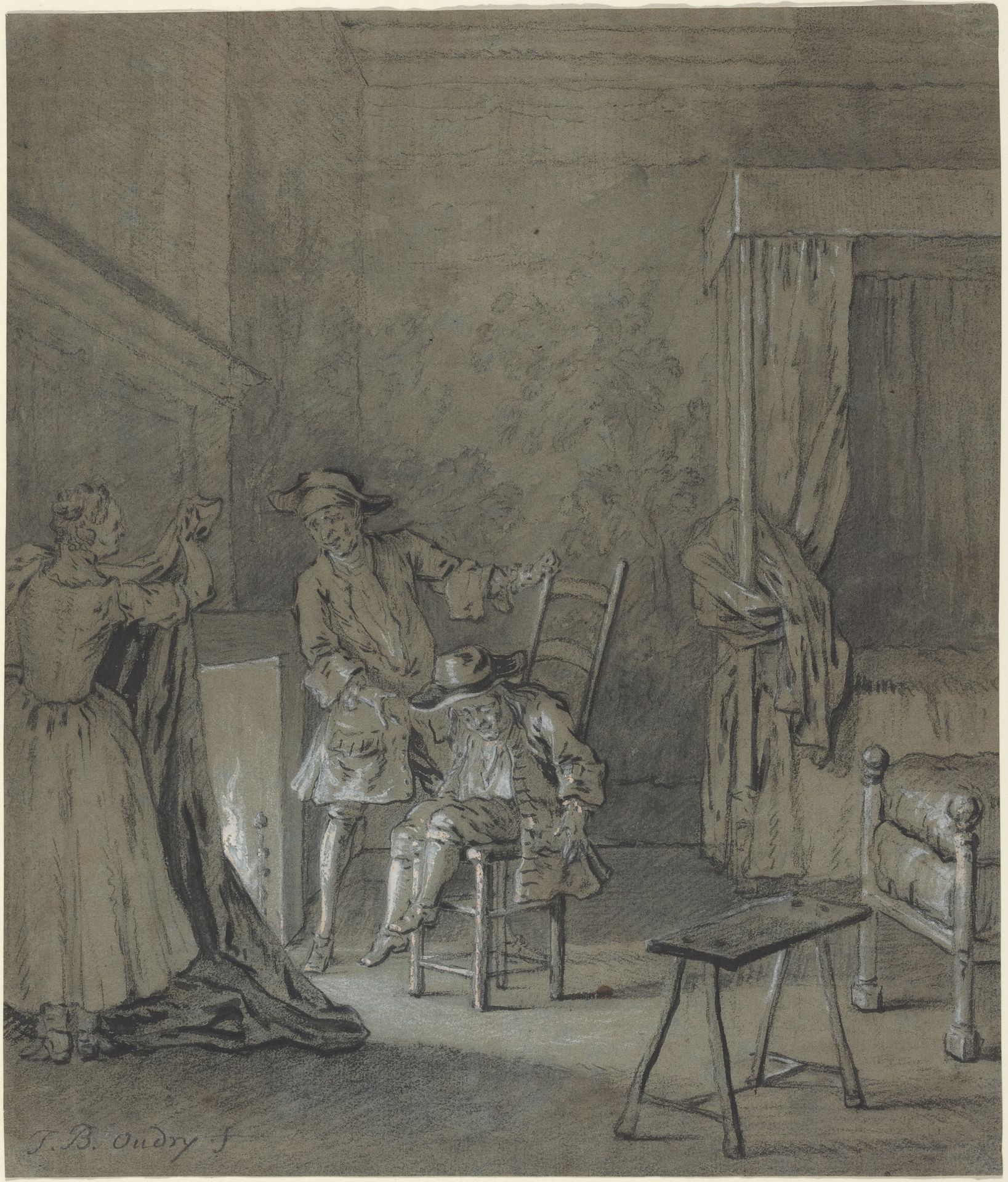 Ragotin enivré par La Rancune by Jean-Baptiste Oudry