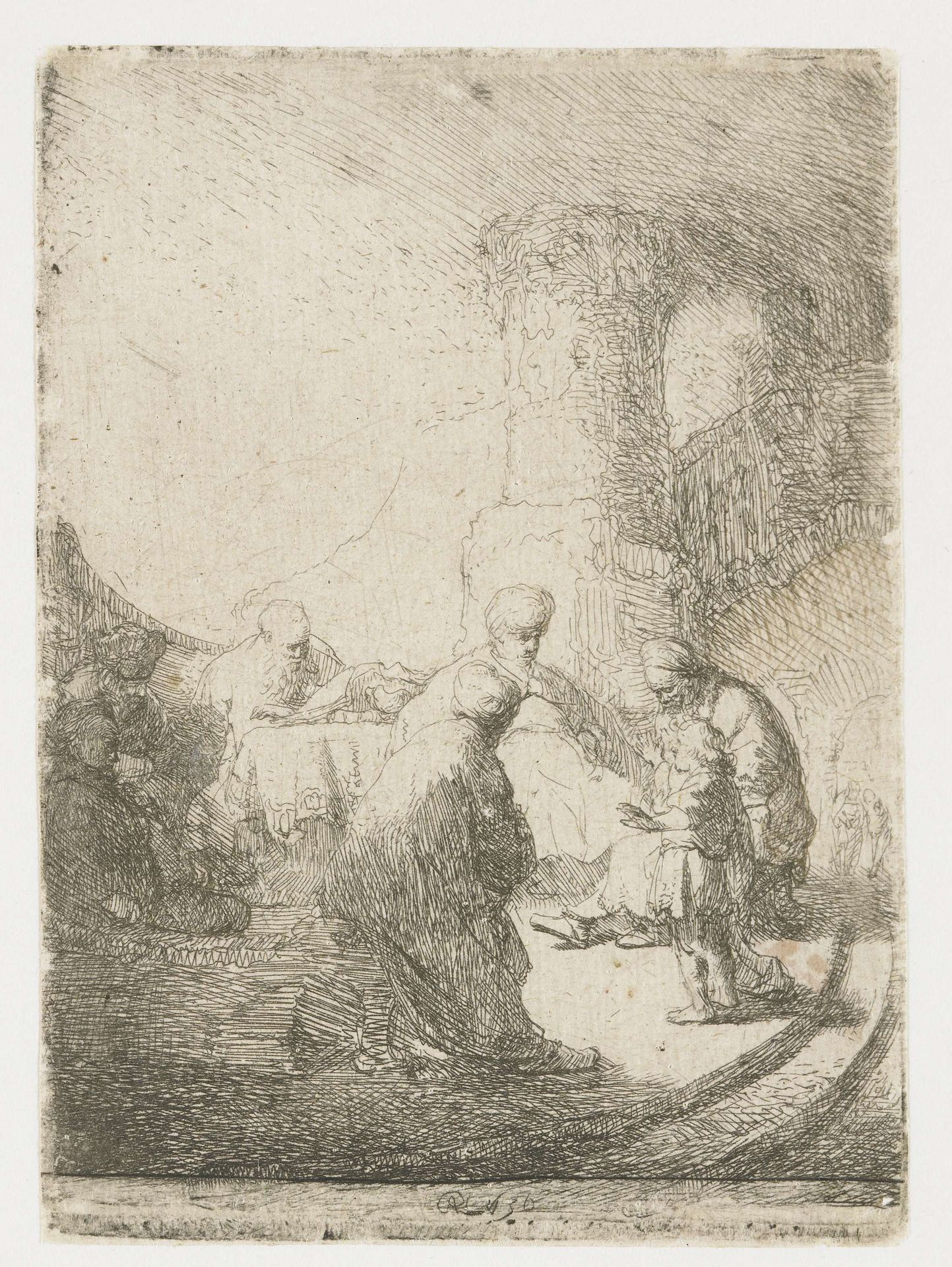Christ disputing with the Doctors: small plate by Rembrandt van Rijn