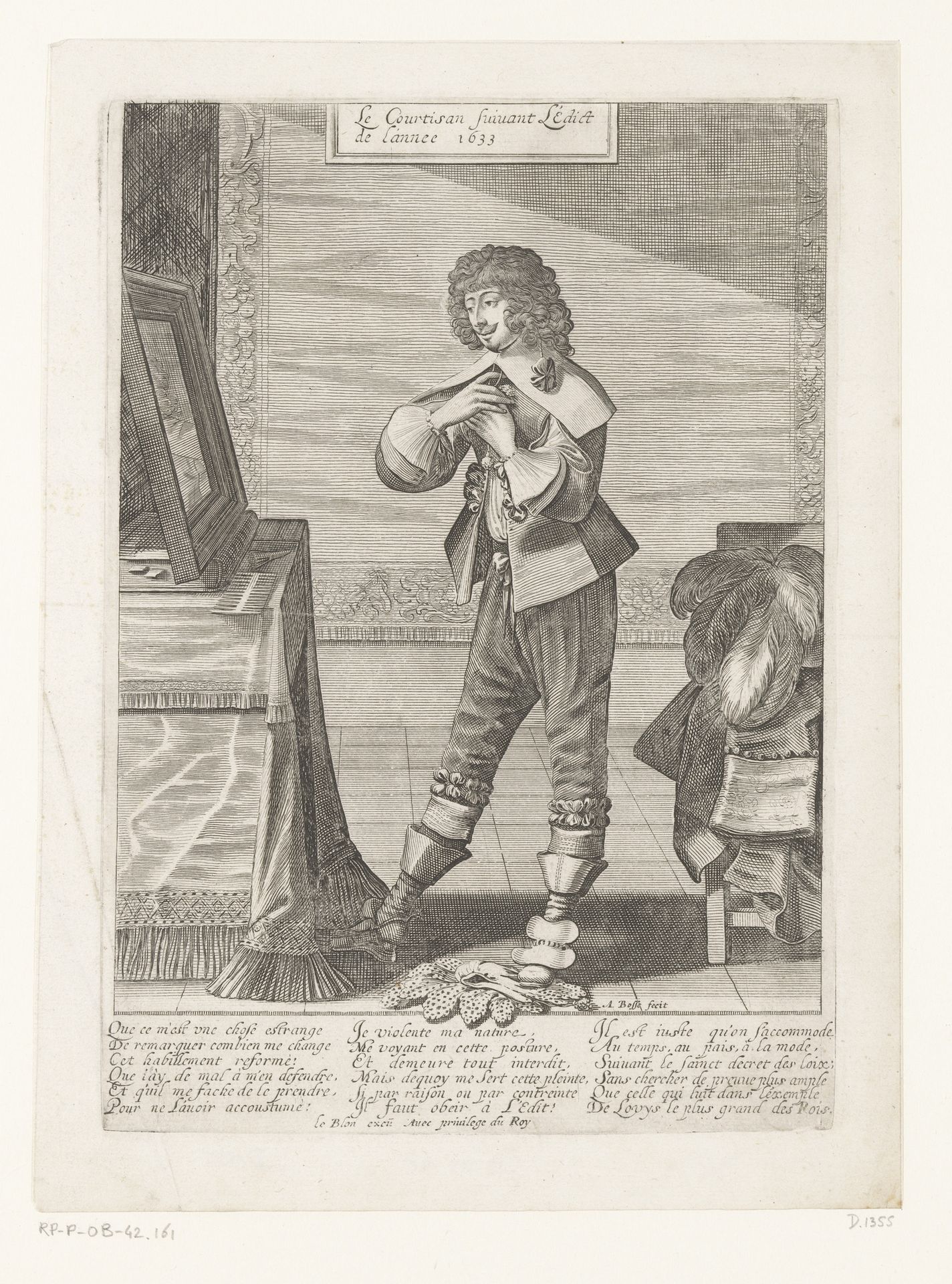 Franse hoveling volgt het edict van 1633 by Abraham Bosse