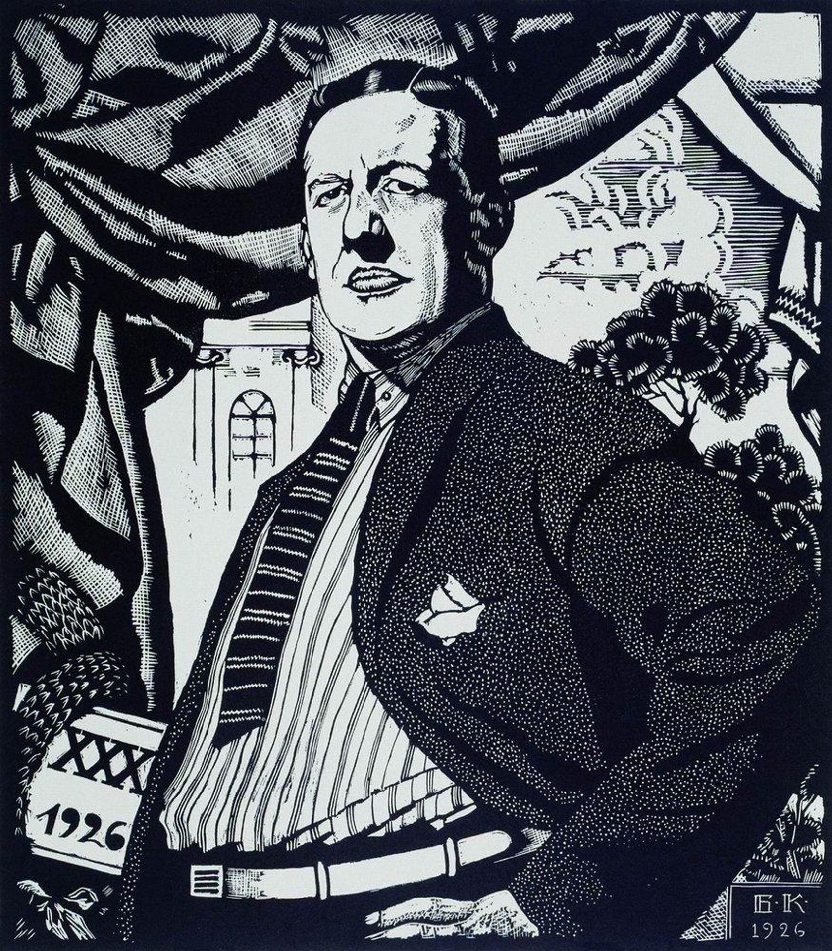 Portrait of Soviet actor Nikolay Monakhov by Boris Kustodiev