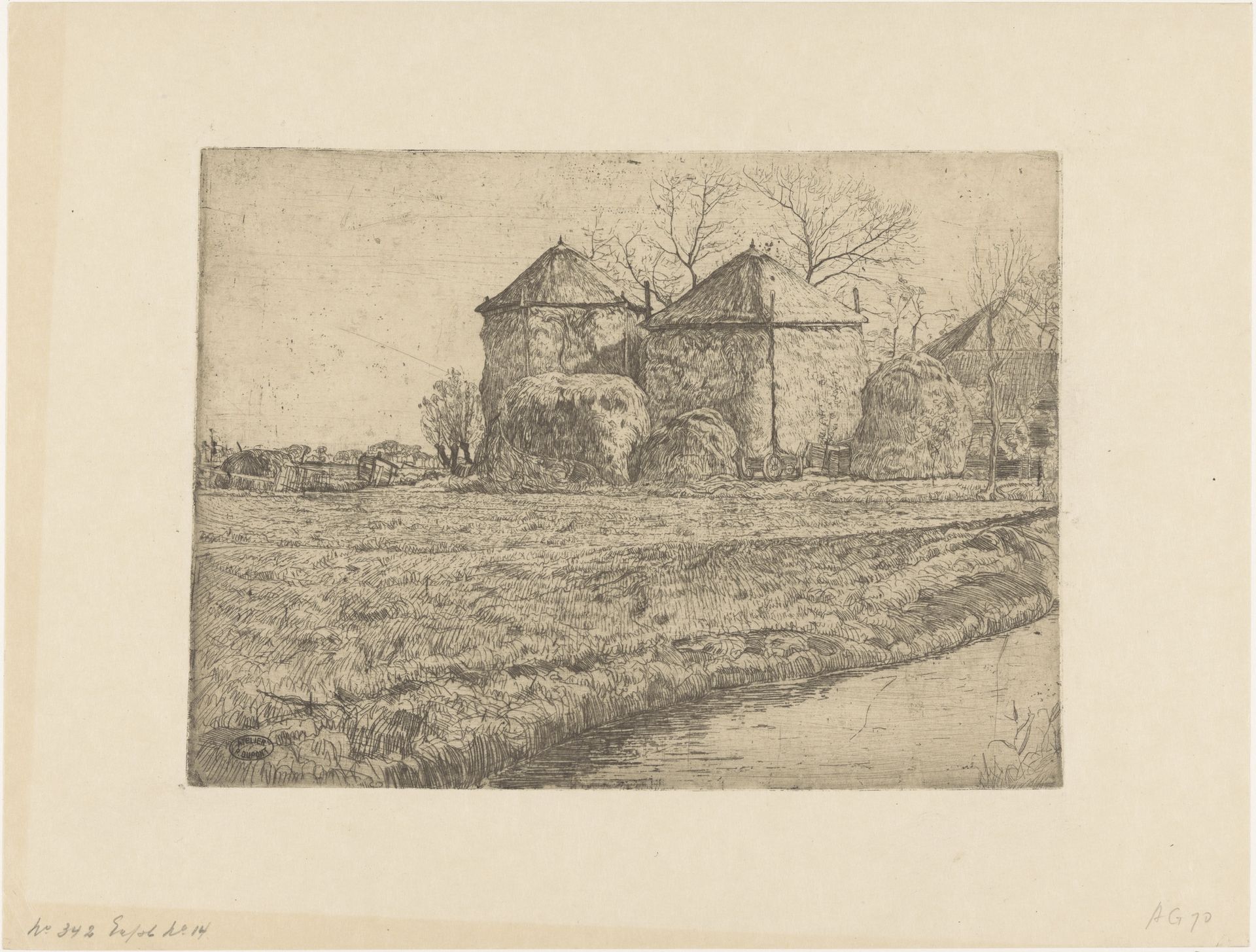 Boerderij met twee hooischuren by Pieter Dupont