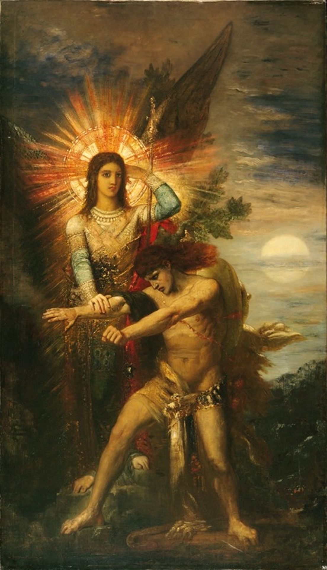 Jacob And The Angel by Gustave Moreau