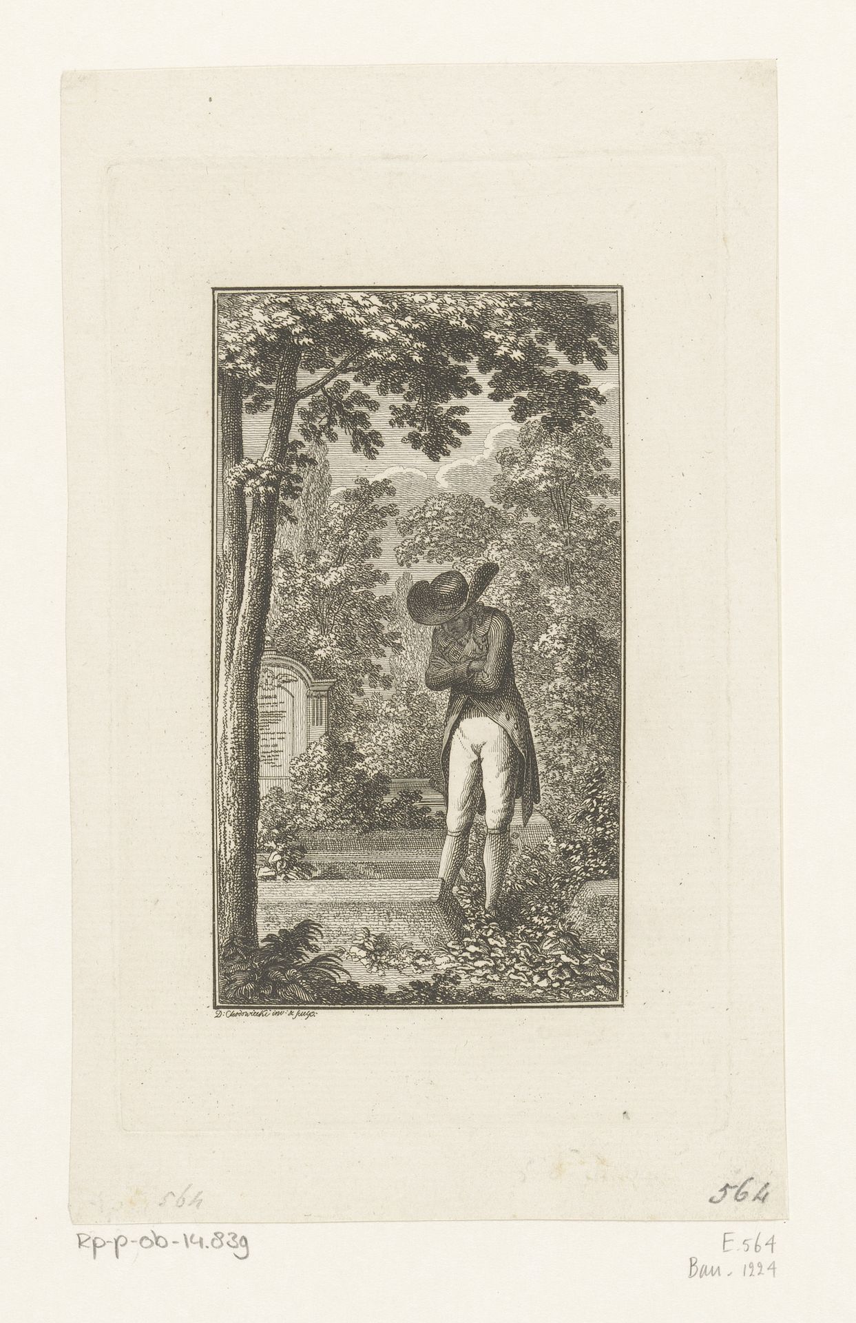 Will naast het graf by Daniel Nikolaus Chodowiecki