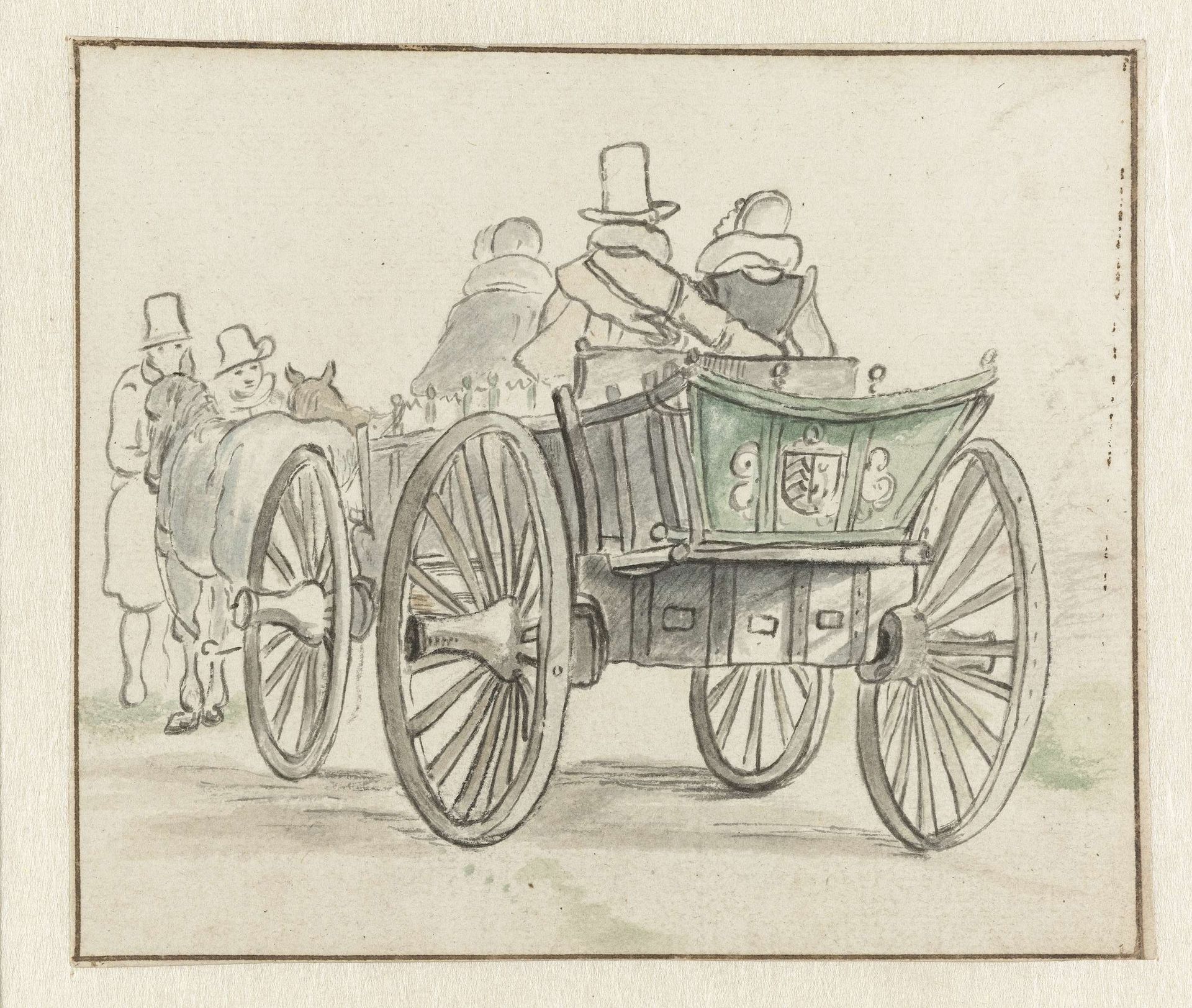 Reiswagen met enkele passagiers by Esaias van de Velde