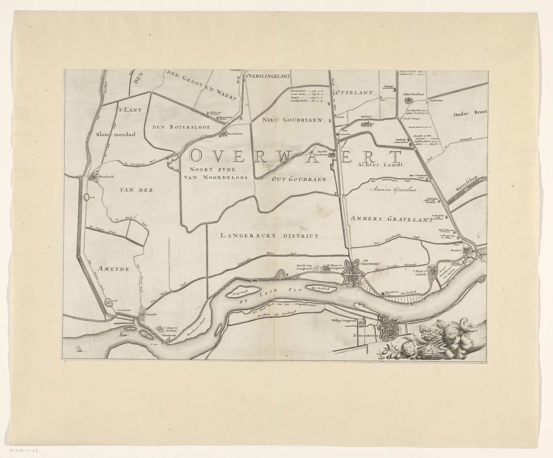 Kaart van de Overwaard (deel linksonder) by Jan van Vianen