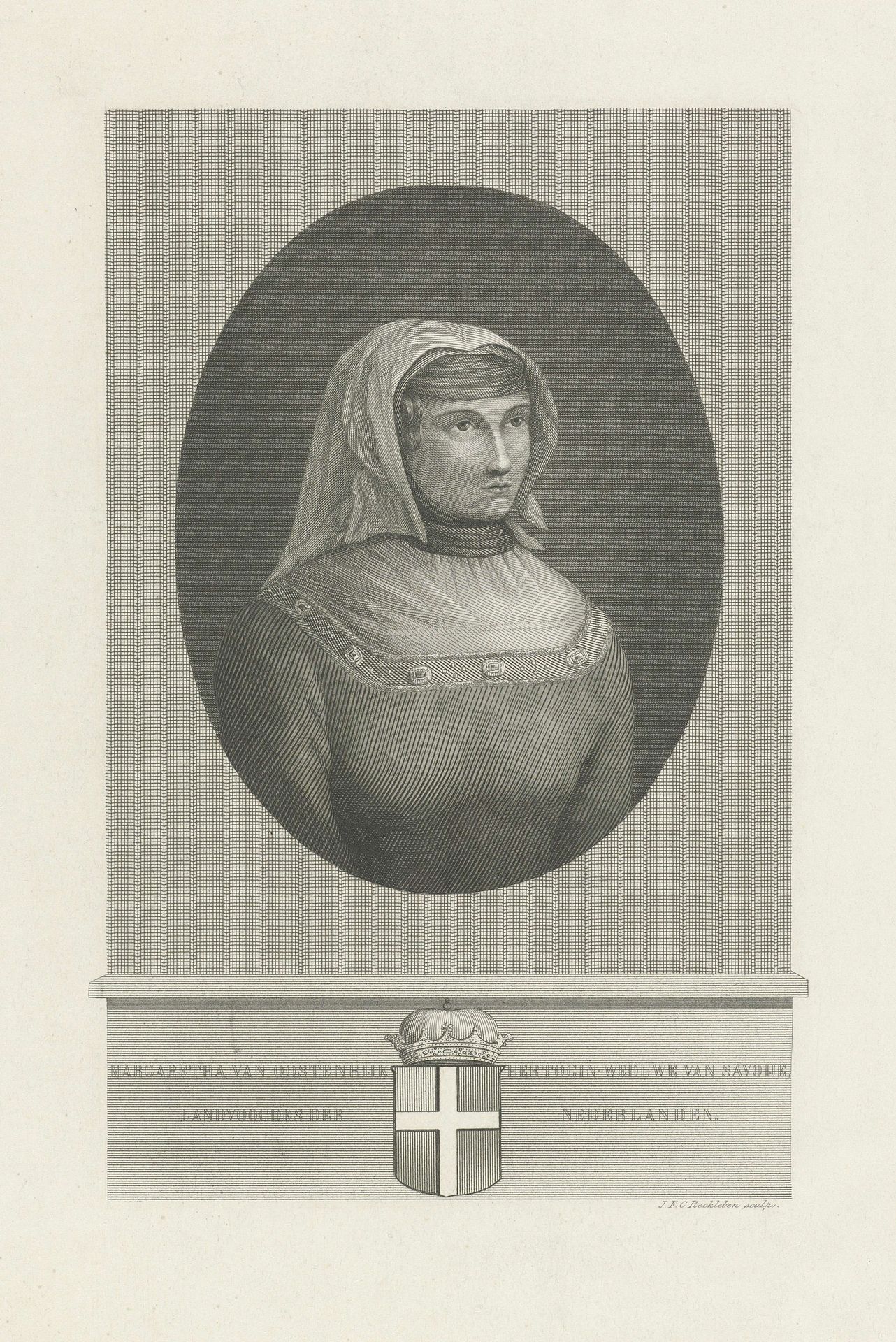 Portret van Margaretha van Oostenrijk by Jan Frederik Christiaan Reckleben